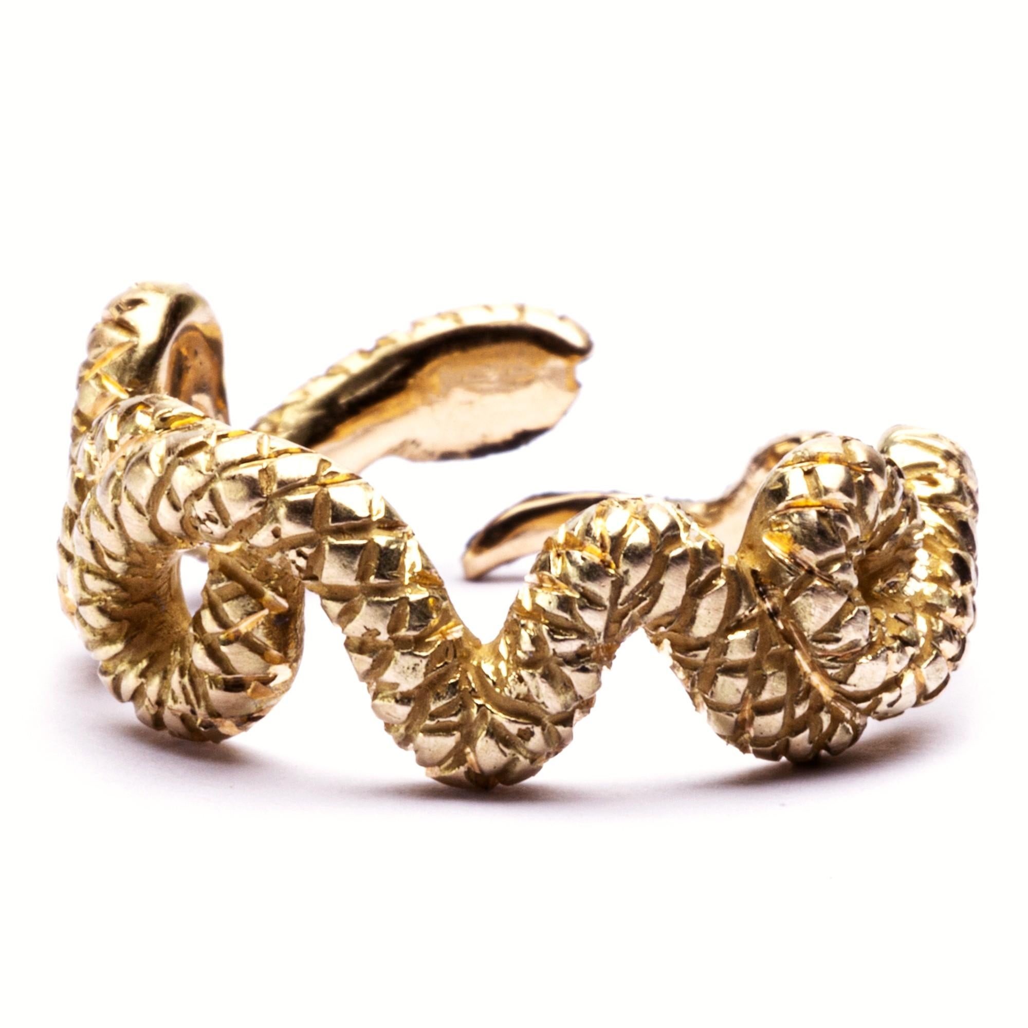 Round Cut Alex Jona 18 Karat Yellow Gold Coil Snake Ring For Sale