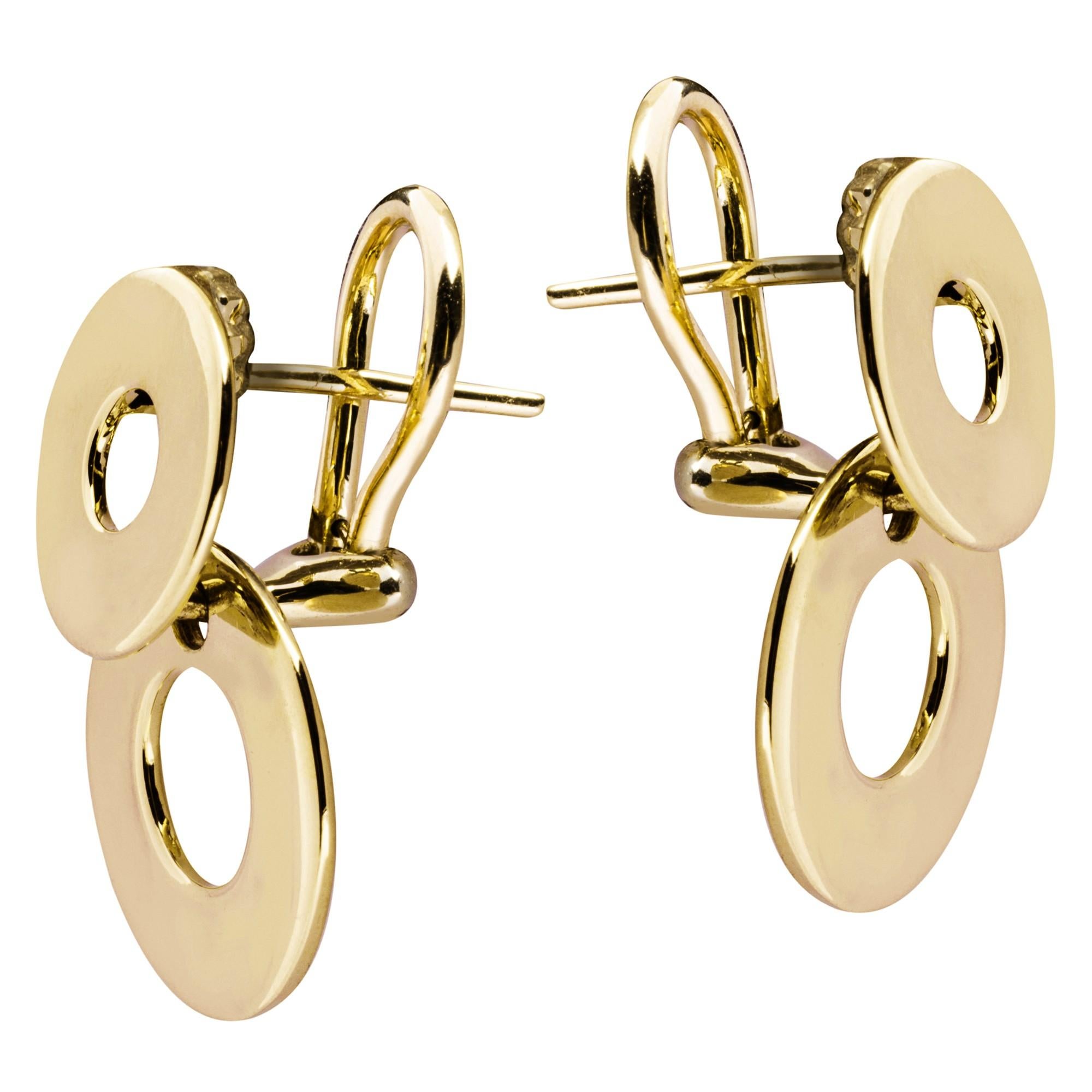Alex Jona 18 Karat Yellow Gold Dangle Clip-On Pendant Earrings In New Condition For Sale In Torino, IT