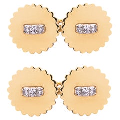 Alex Jona Boutons de manchette en or jaune 18 carats et diamants