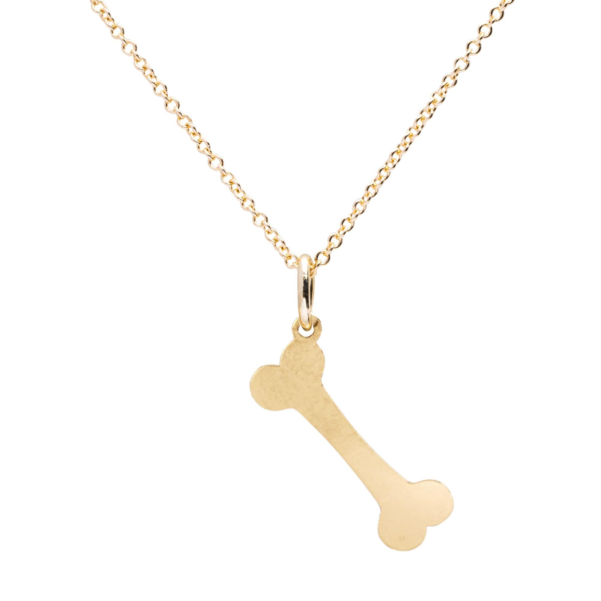 Alex Jona 18 Karat Yellow Gold Dog Bone Chain Necklace Pendant  For Sale