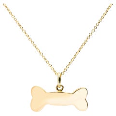 Alex Jona 18 Karat Yellow Gold Dog Bone Pendant Charm Chain Necklace 