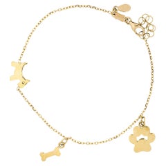 Alex Jona, bracelet breloque pendentif amoureux de chiens en or jaune 18 carats