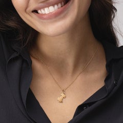 Alex Jona 18 Karat Yellow Gold Dog Pendant Charm Chain Necklace
