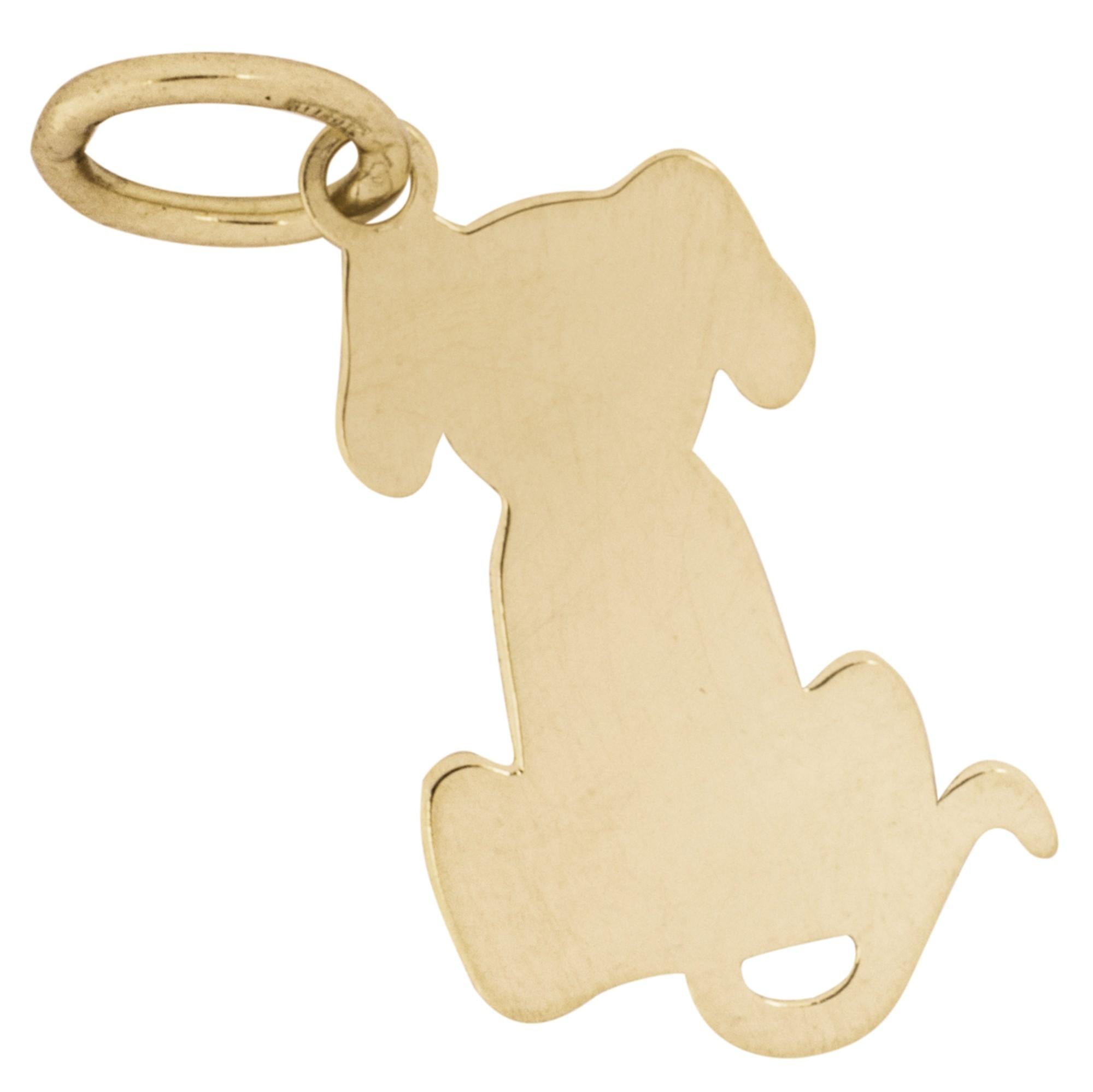 Alex Jona 18 Karat Yellow Gold Dog Pendant Charm Chain Necklace  In New Condition For Sale In Torino, IT