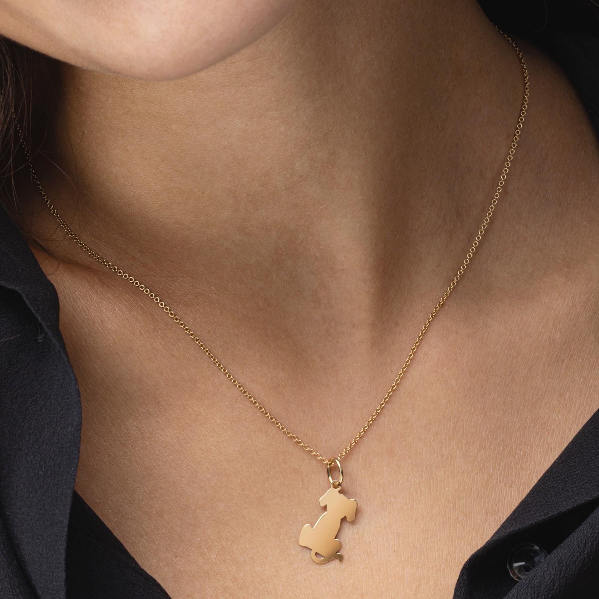 Women's or Men's Alex Jona 18 Karat Yellow Gold Dog Pendant Charm Chain Necklace  For Sale