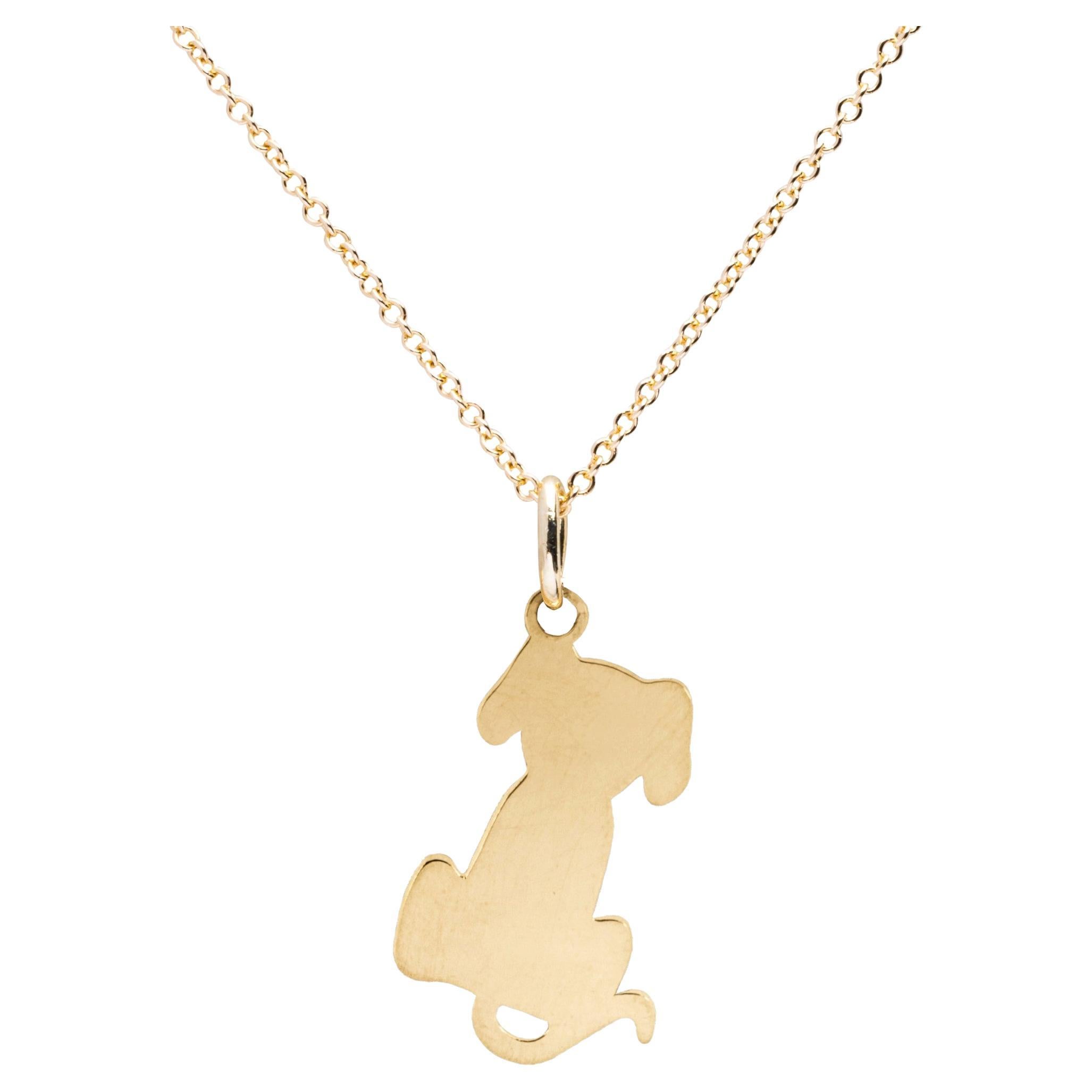 Alex Jona 18 Karat Yellow Gold Dog Pendant Charm Chain Necklace  For Sale