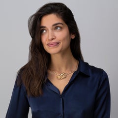 Alex Jona 18 Karat Yellow Gold Feather Pendant Chocker Necklace