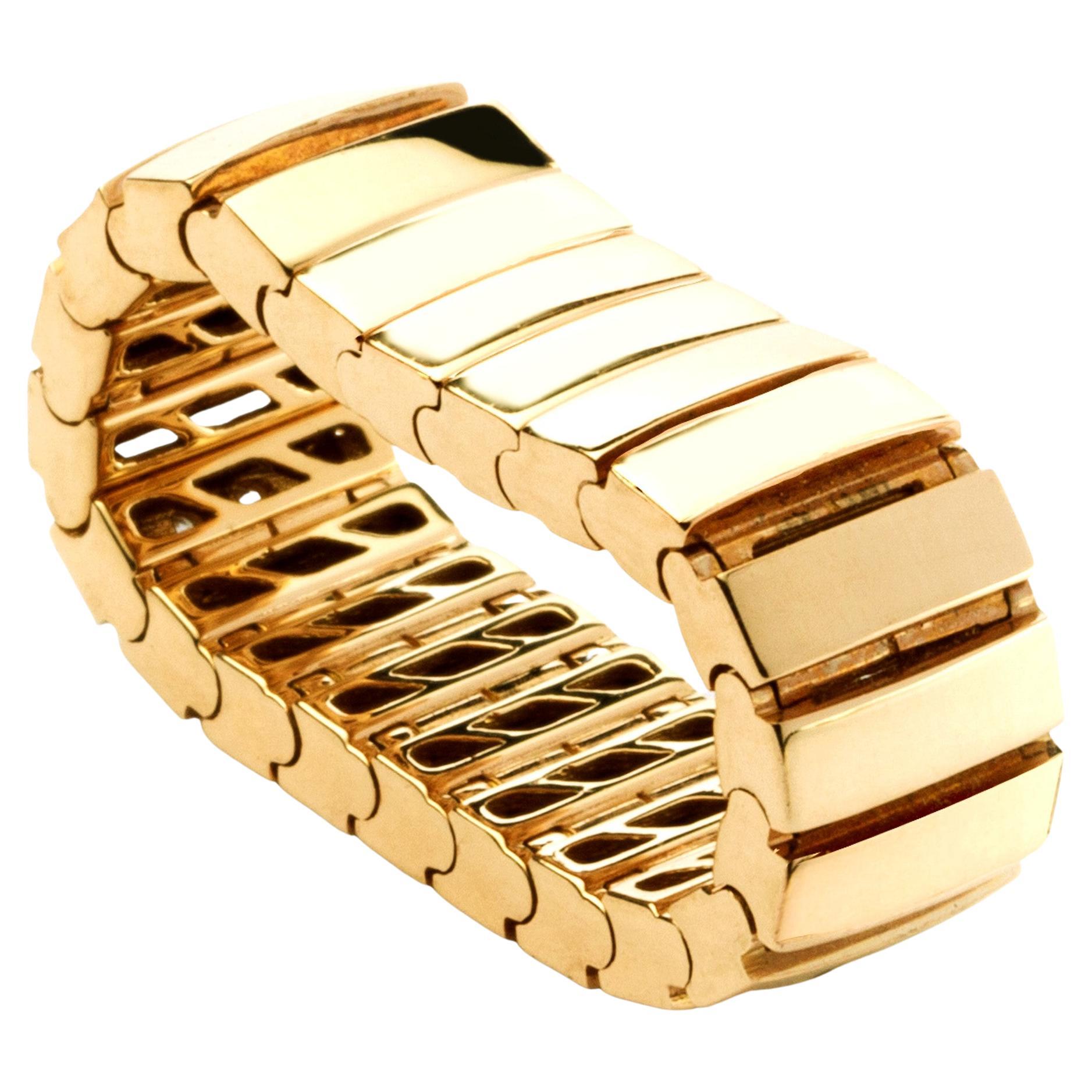 Alex Jona 18 Karat Yellow Gold Flexible Band Ring For Sale