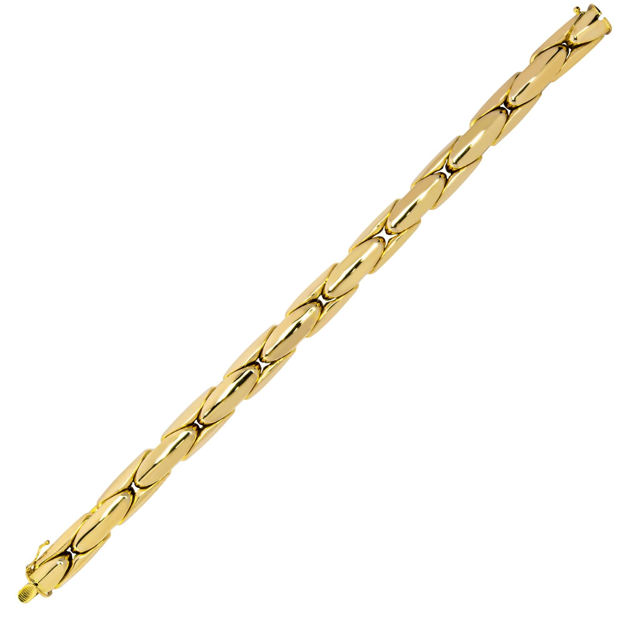 Women's Alex Jona 18 Karat Yellow Gold Flexible Link Bracelet For Sale