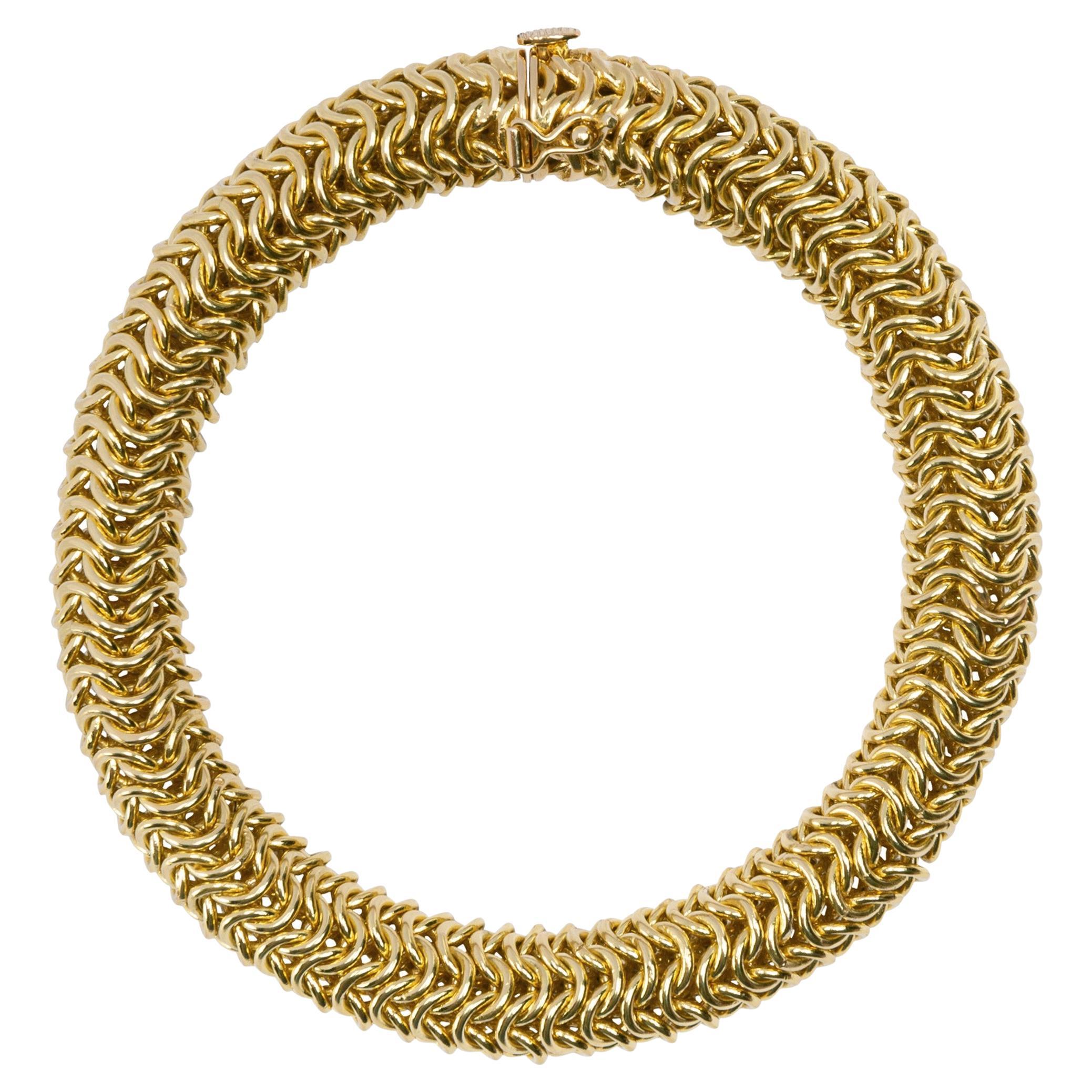 Alex Jona 18 Karat Yellow Gold Flexible Link Bracelet For Sale