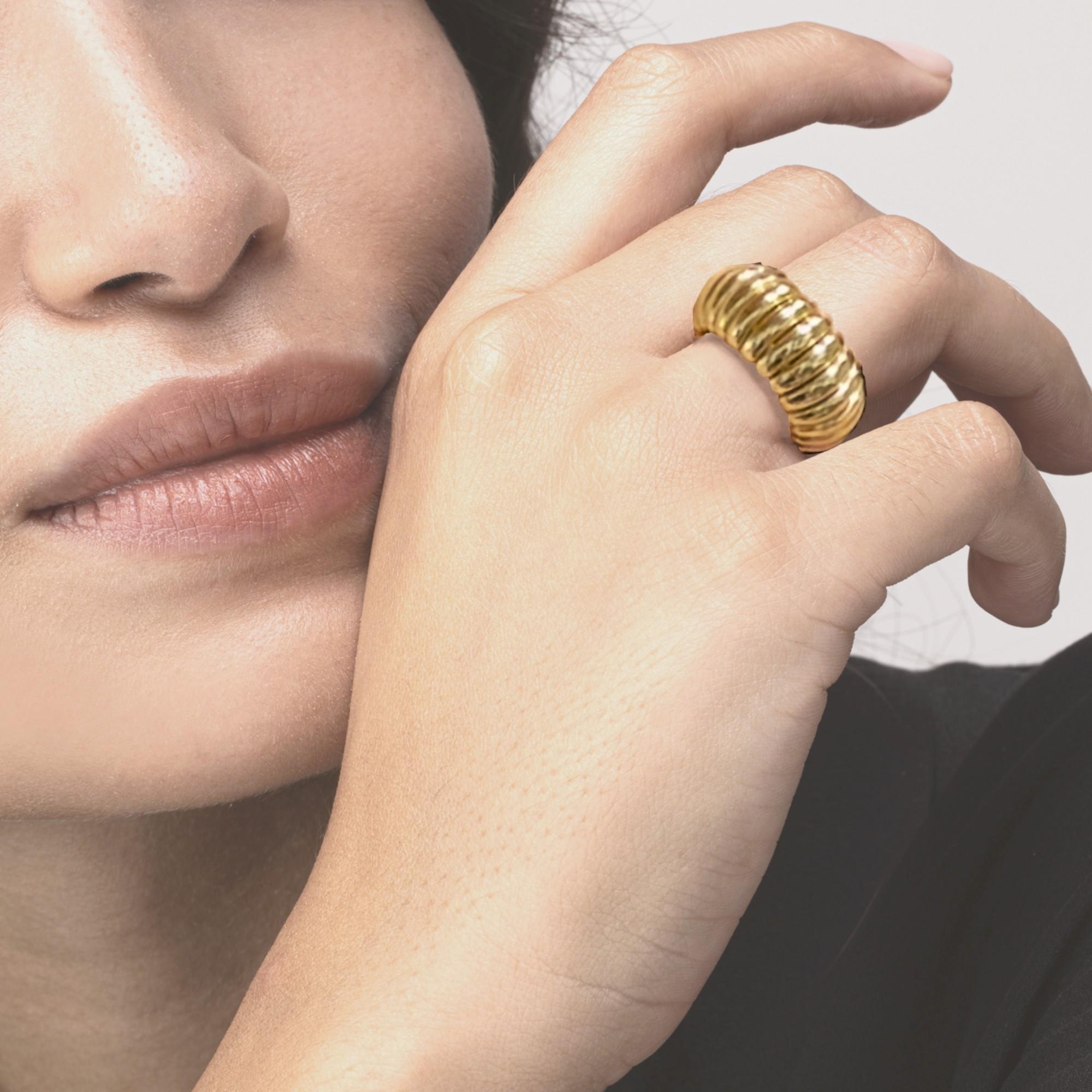 Alex Jona 18 Karat Yellow Gold Flexible Ring Band For Sale 1