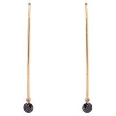 Alex Jona 18 Karat Yellow Gold Floating Black Diamond Drop Earring