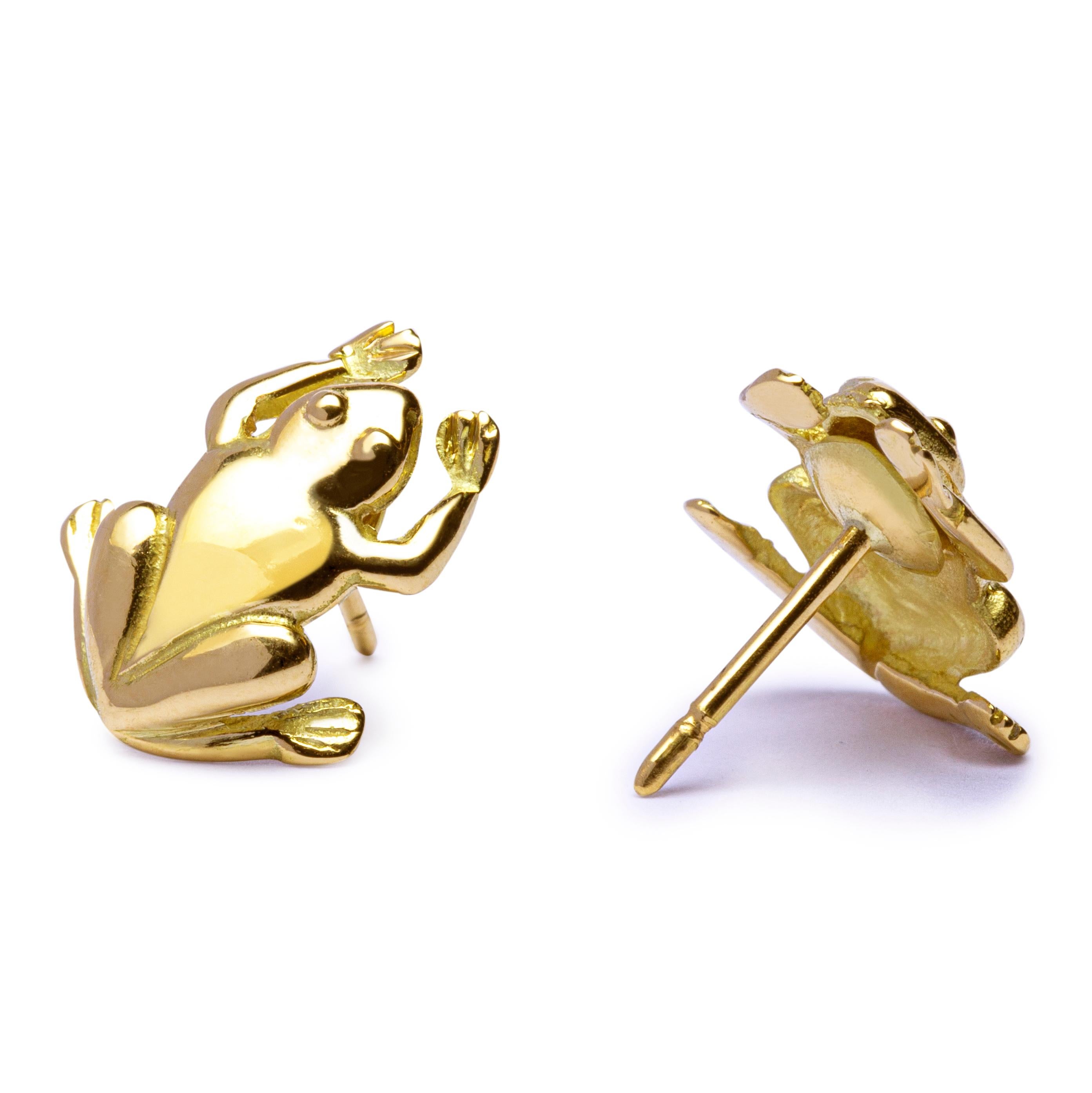 gold frog earrings