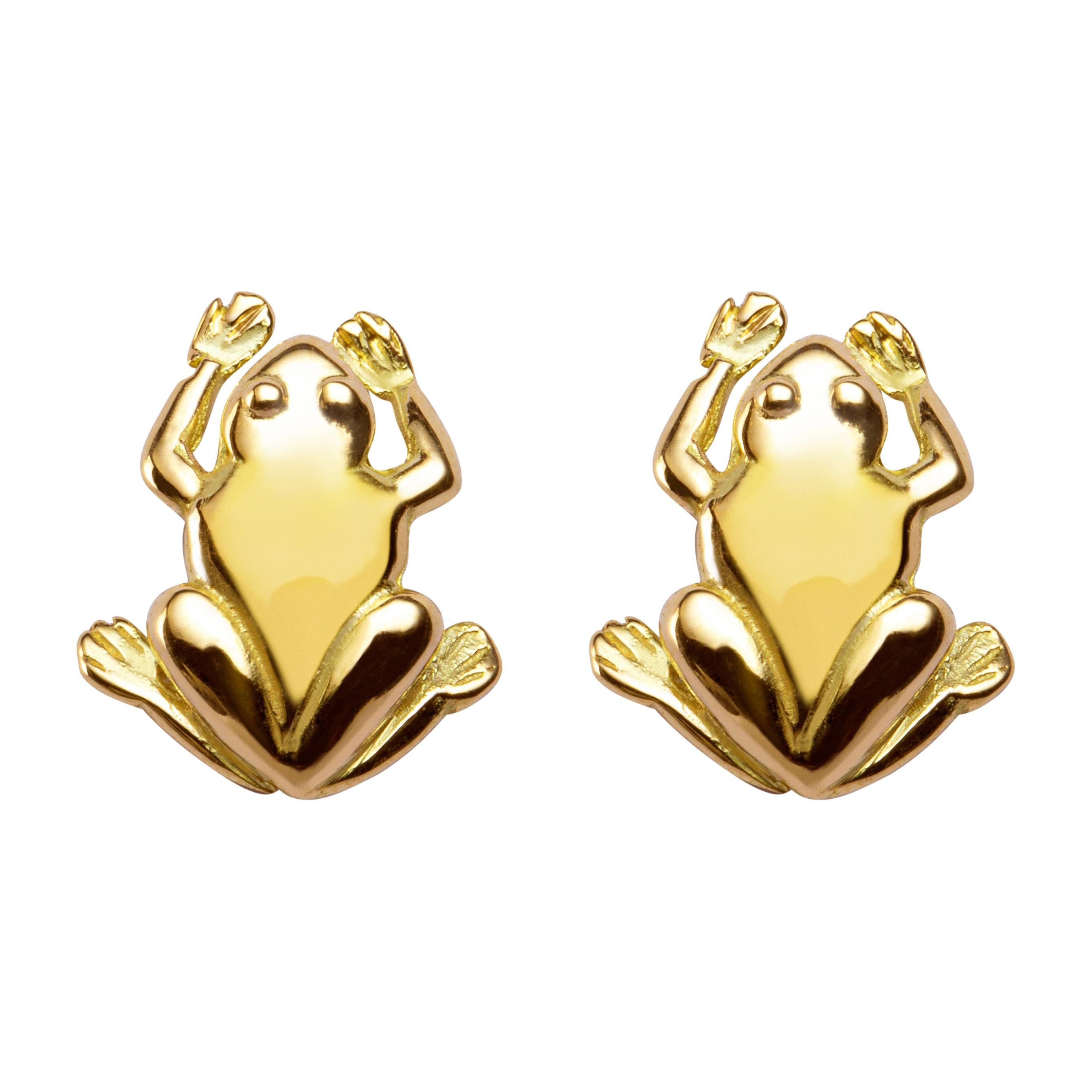 Alex Jona 18 Karat Yellow Gold Frog Stud Earring