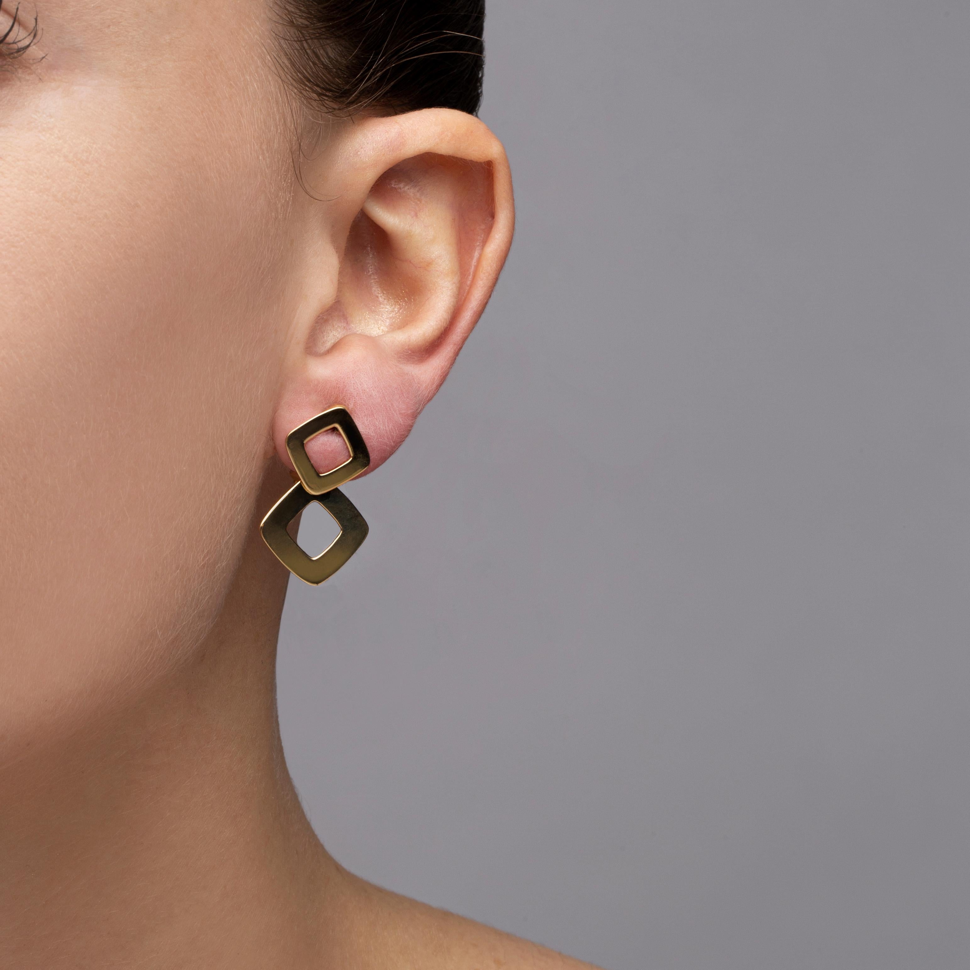 Alex Jona pendants d'oreilles pendants géométriques en or jaune 18 carats Pour femmes en vente