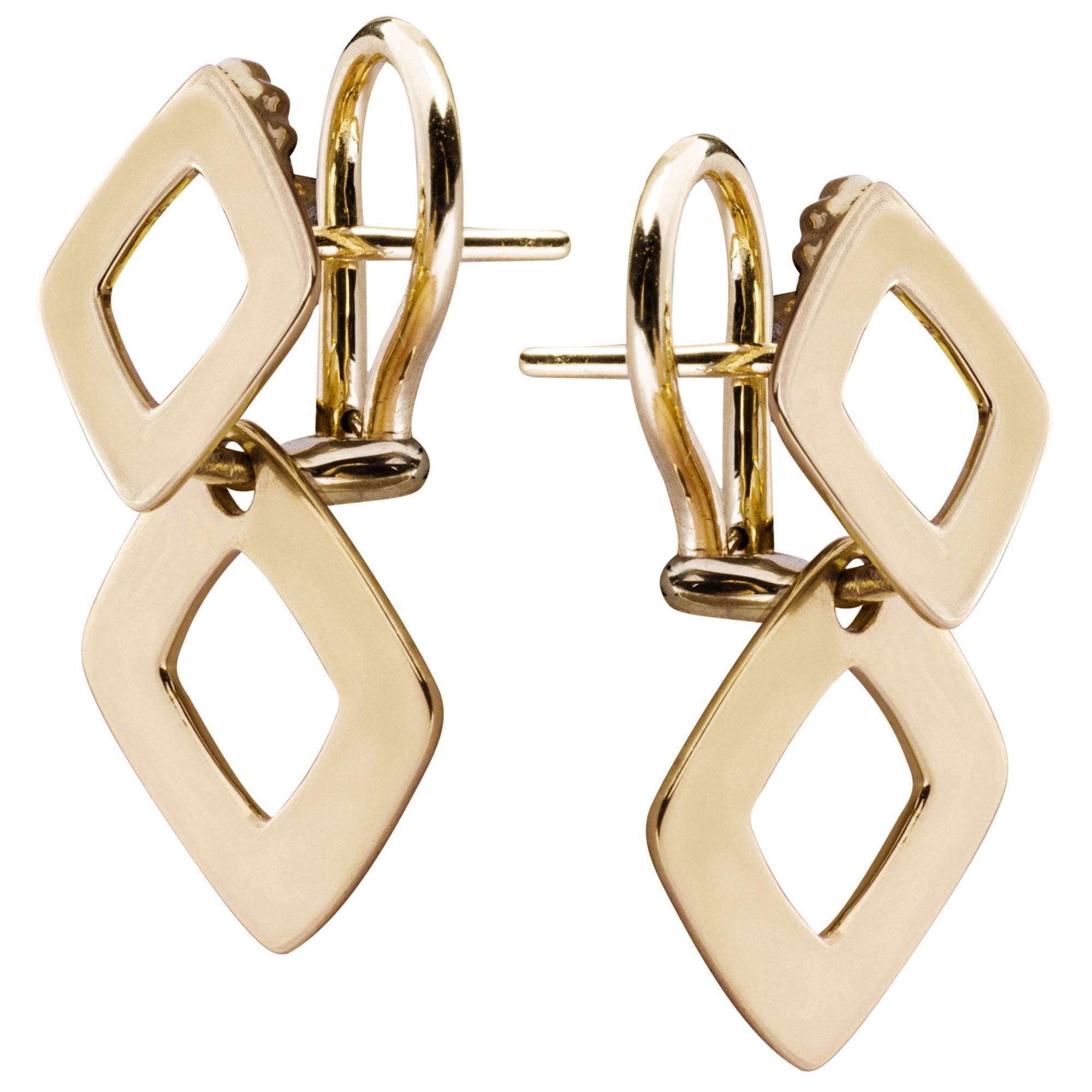 Alex Jona 18 Karat Yellow Gold Geometric Dangle Clip-On Earring Pendants In New Condition For Sale In Torino, IT