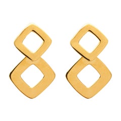 Alex Jona 18 Karat Yellow Gold Geometric Dangle Clip-On Earring Pendants