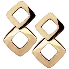 Alex Jona 18 Karat Yellow Gold Geometric Dangle Clip-On Earring Pendants