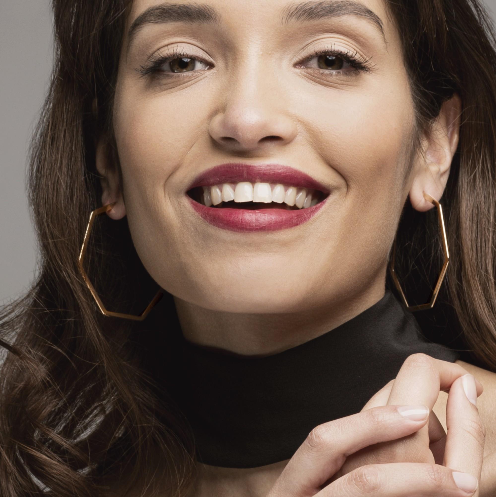 Alex Jona design collection, hand crafted in Italy, 18 karat yellow gold hexagonal stud earrings. 
Dimensions: H 1.9 in X W 2 in / H 48 mm X W 50.9 mm 

Alex Jona jewels stand out, not only for their special design and for the excellent quality of