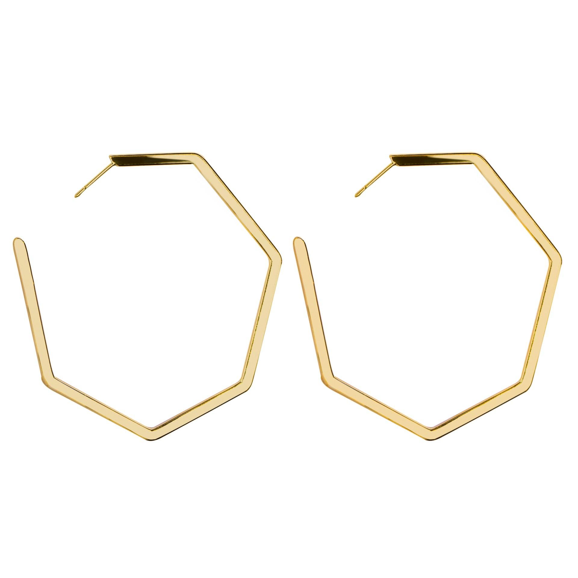 Alex Jona 18 Karat Yellow Gold Geometric Hexagonal Hoop Earrings In New Condition For Sale In Torino, IT