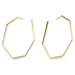 Alex Jona 18 Karat Yellow Gold Geometric Hexagonal Hoop Earrings