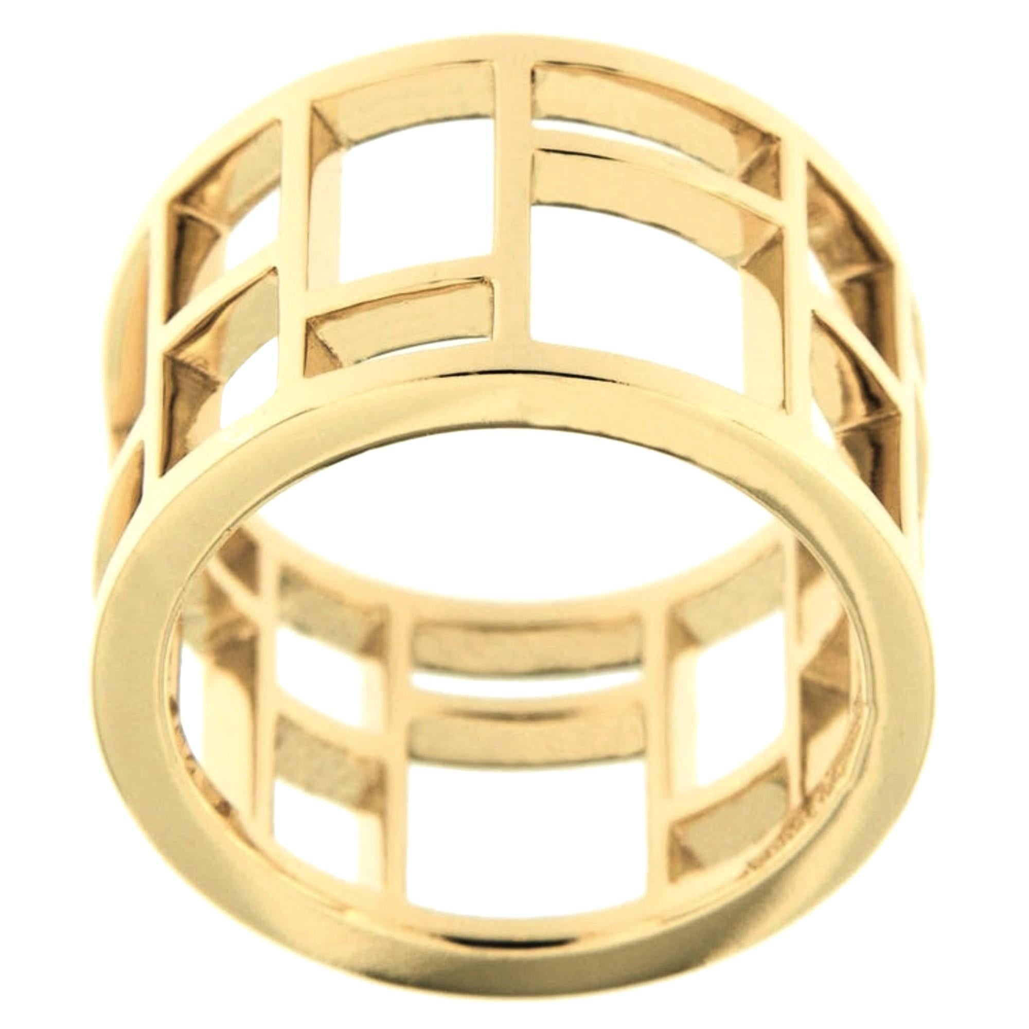 Alex Jona 18 Karat Yellow Gold Geometric Open Band Ring In New Condition For Sale In Torino, IT