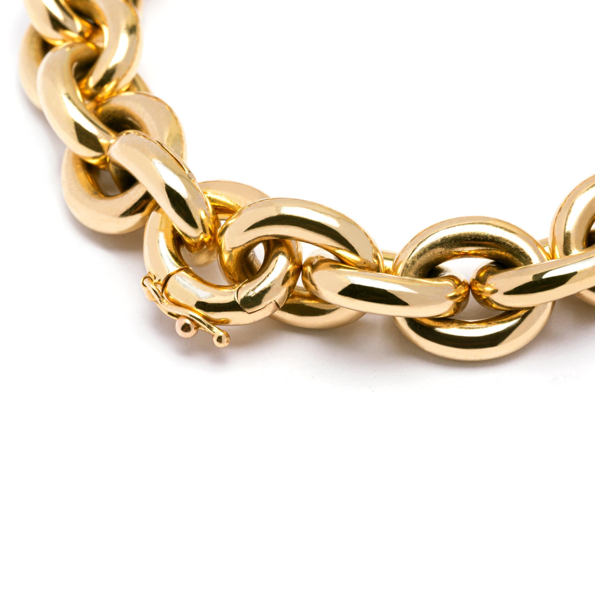Alex Jona 18 Karat Yellow Gold Hand Made Heavy Chain Link Bracelet In New Condition For Sale In Torino, IT