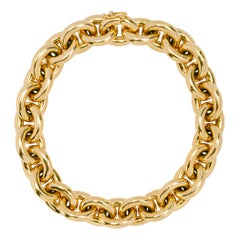 Vintage Alex Jona 18 Karat Yellow Gold Hand Made Heavy Chain Link Bracelet