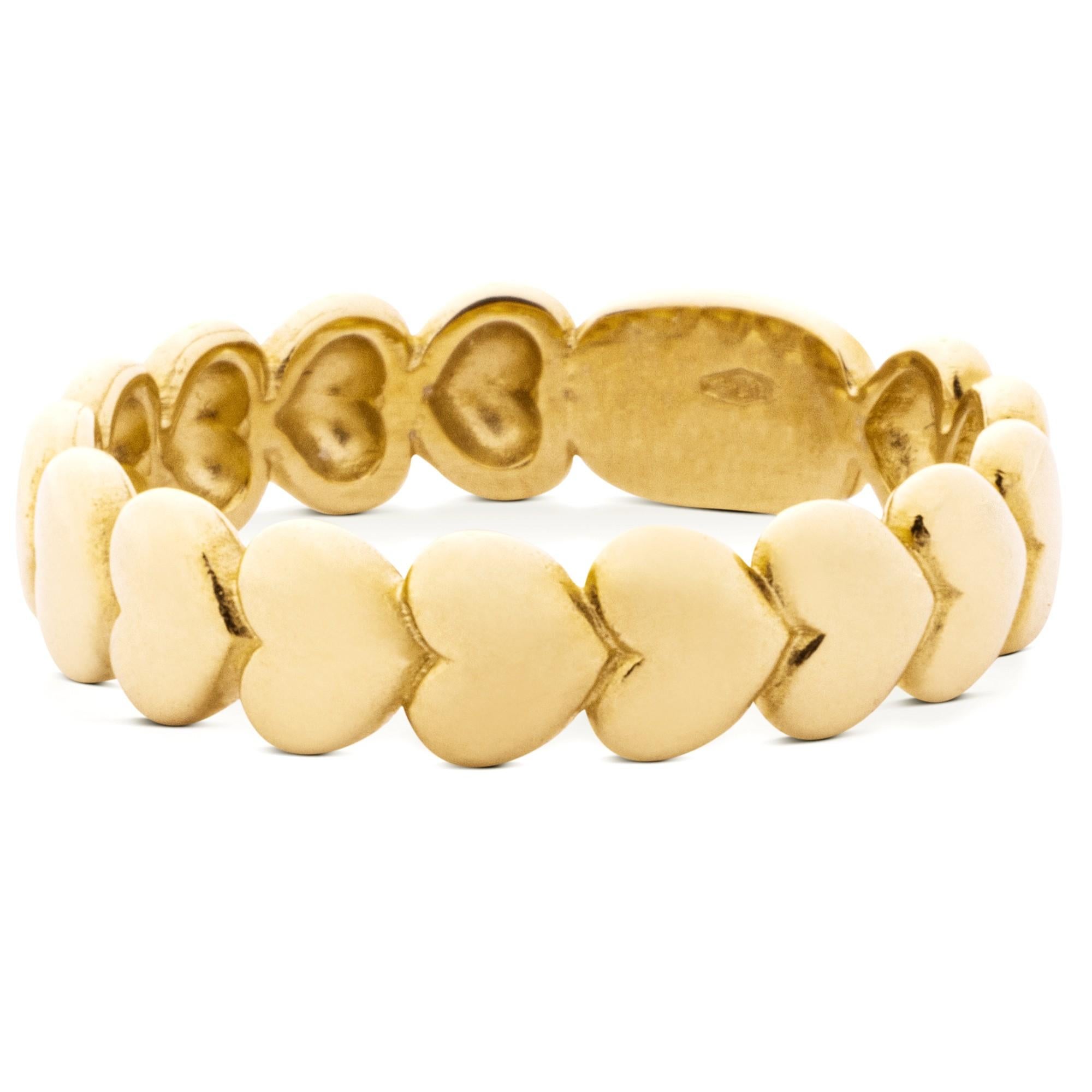 Women's Alex Jona 18 Karat Yellow Gold Heart Band Ring For Sale