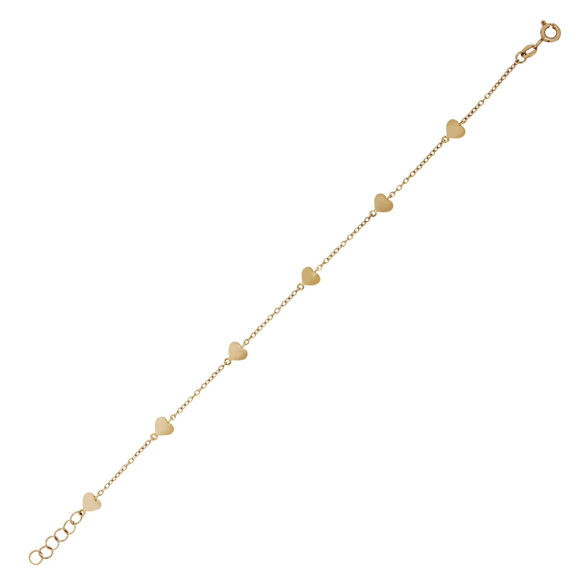 Alex Jona 18 Karat Yellow Gold Heart Chain Bracelet In New Condition For Sale In Torino, IT
