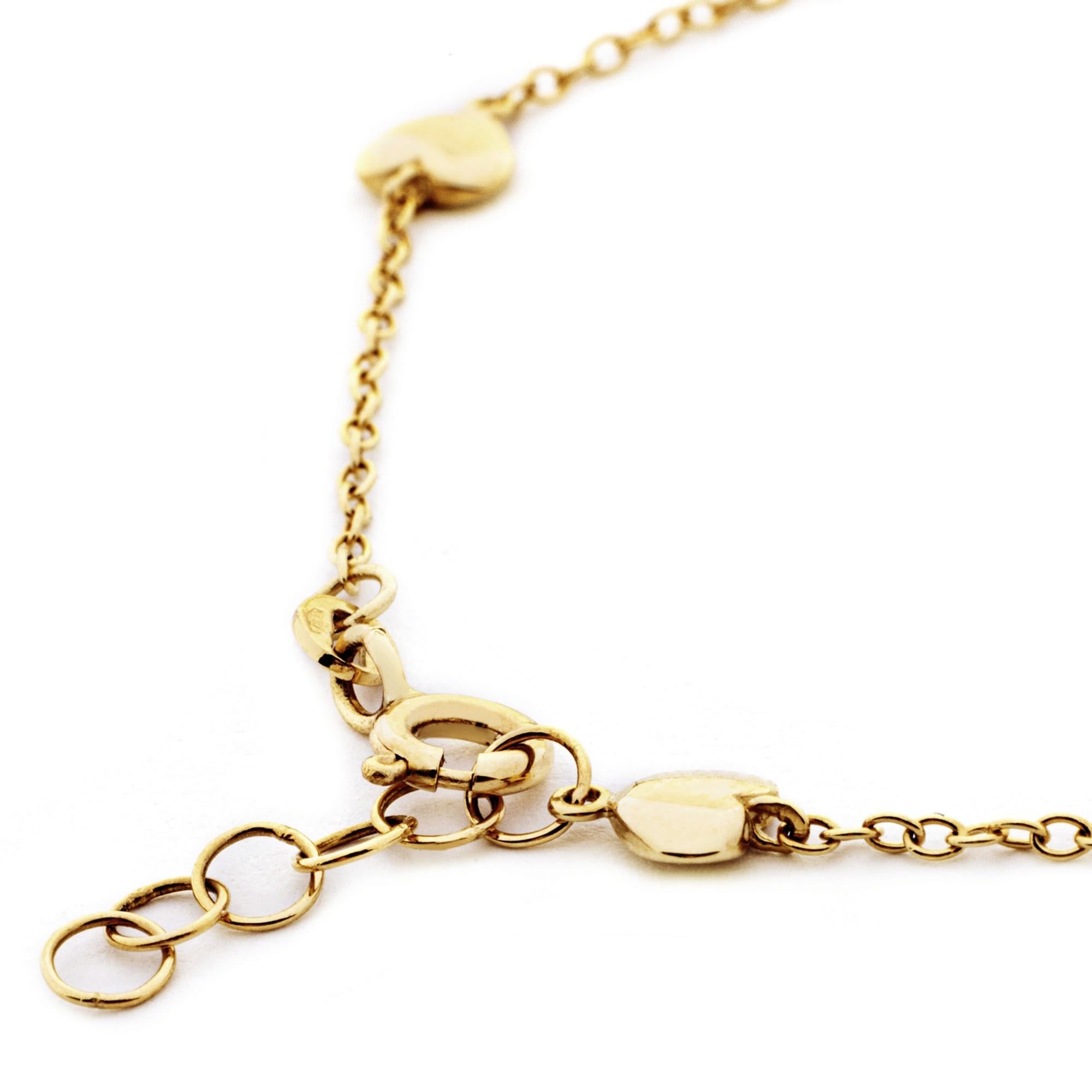 Women's Alex Jona 18 Karat Yellow Gold Heart Chain Bracelet For Sale