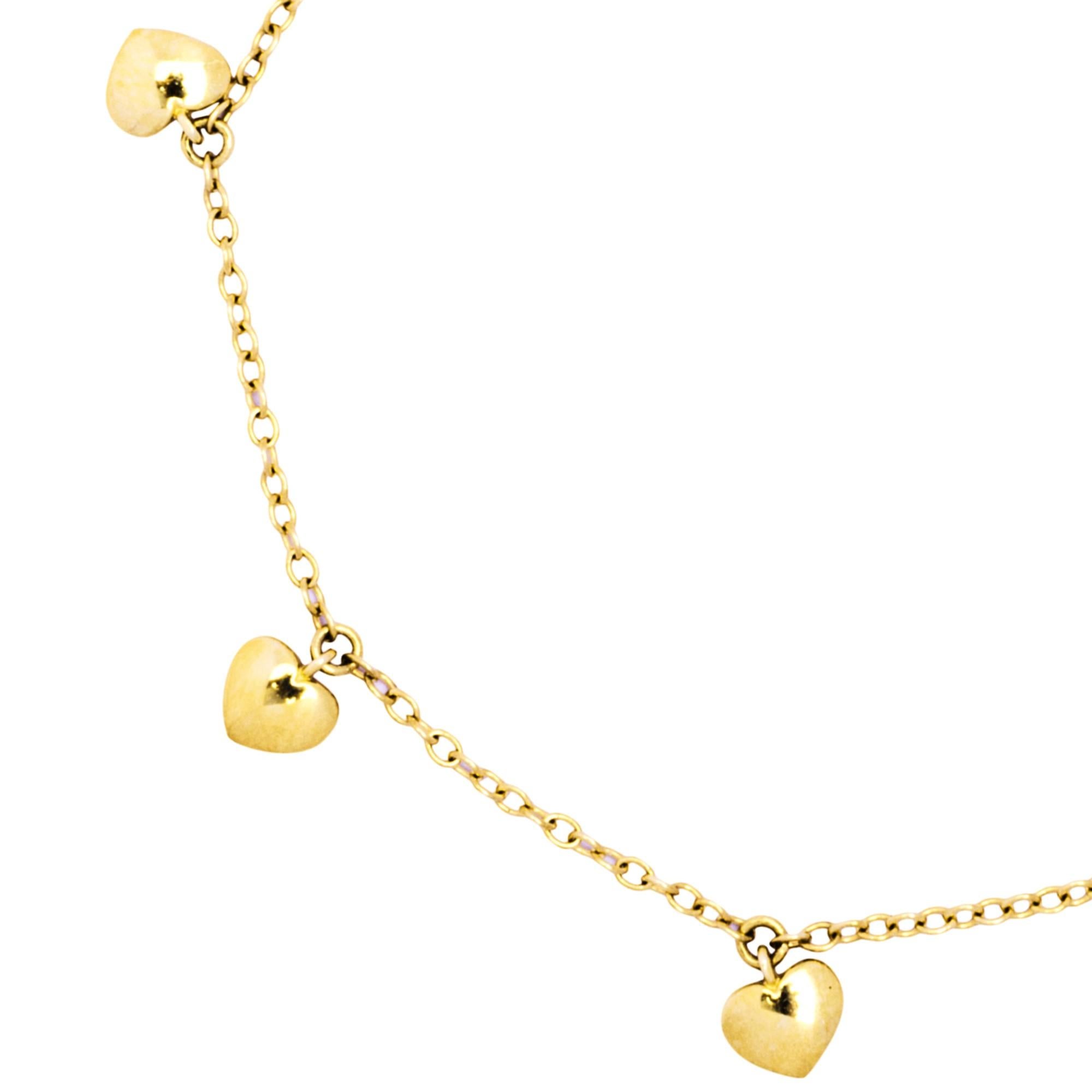 Alex Jona 18 Karat Yellow Gold Heart Charm Bracelet In New Condition For Sale In Torino, IT