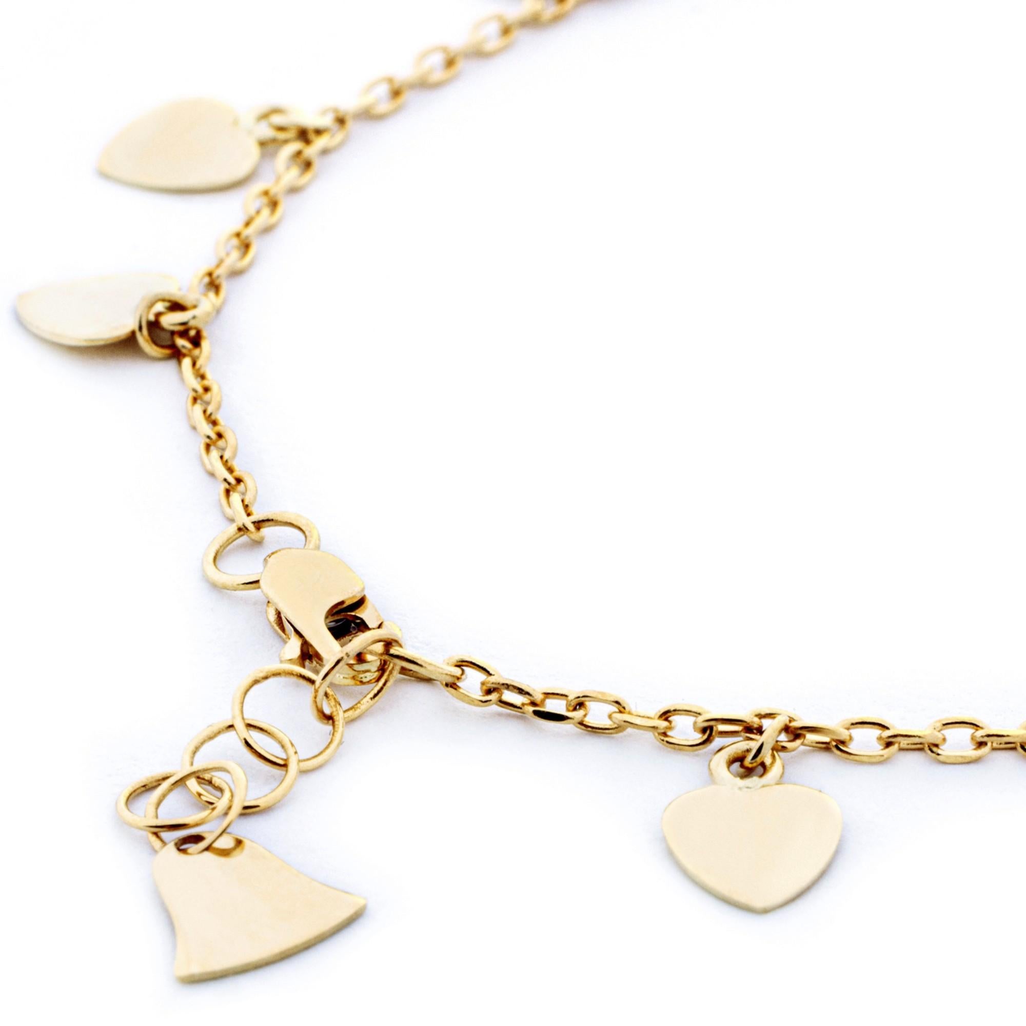 Alex Jona 18 Karat Yellow Gold Heart Charm Chain Bracelet For Sale 2