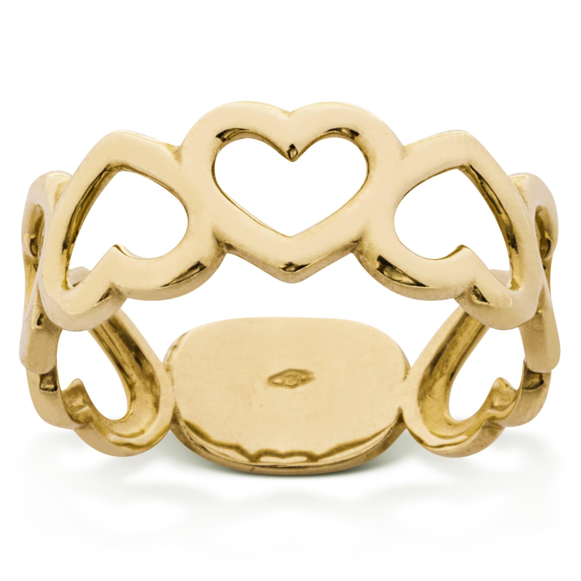 Alex Jona 18 Karat Yellow Gold Heart Open Band Ring In New Condition For Sale In Torino, IT