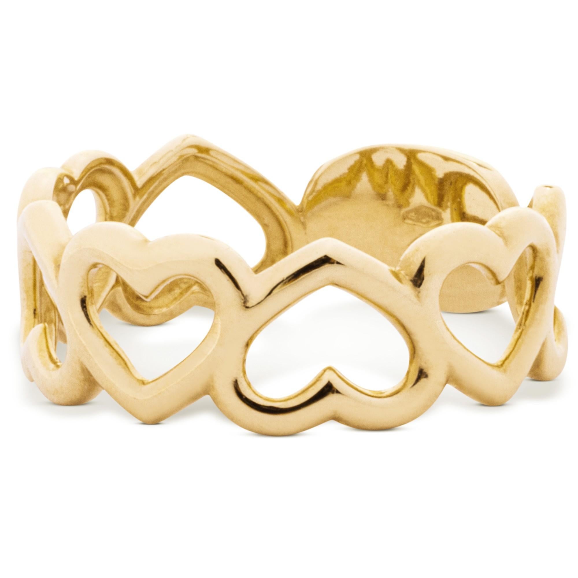 Women's Alex Jona 18 Karat Yellow Gold Heart Open Band Ring For Sale