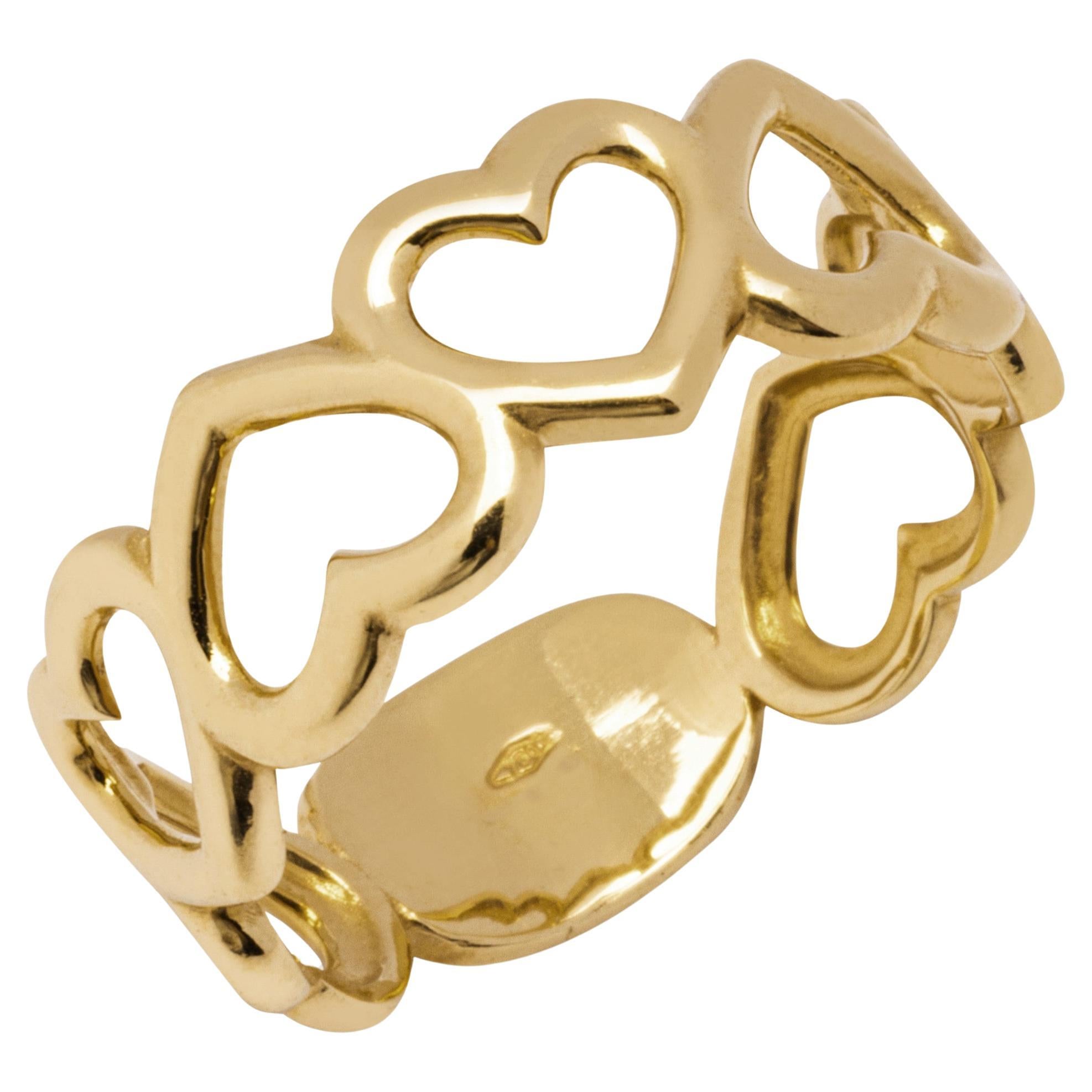 Alex Jona 18 Karat Yellow Gold Heart Open Band Ring For Sale