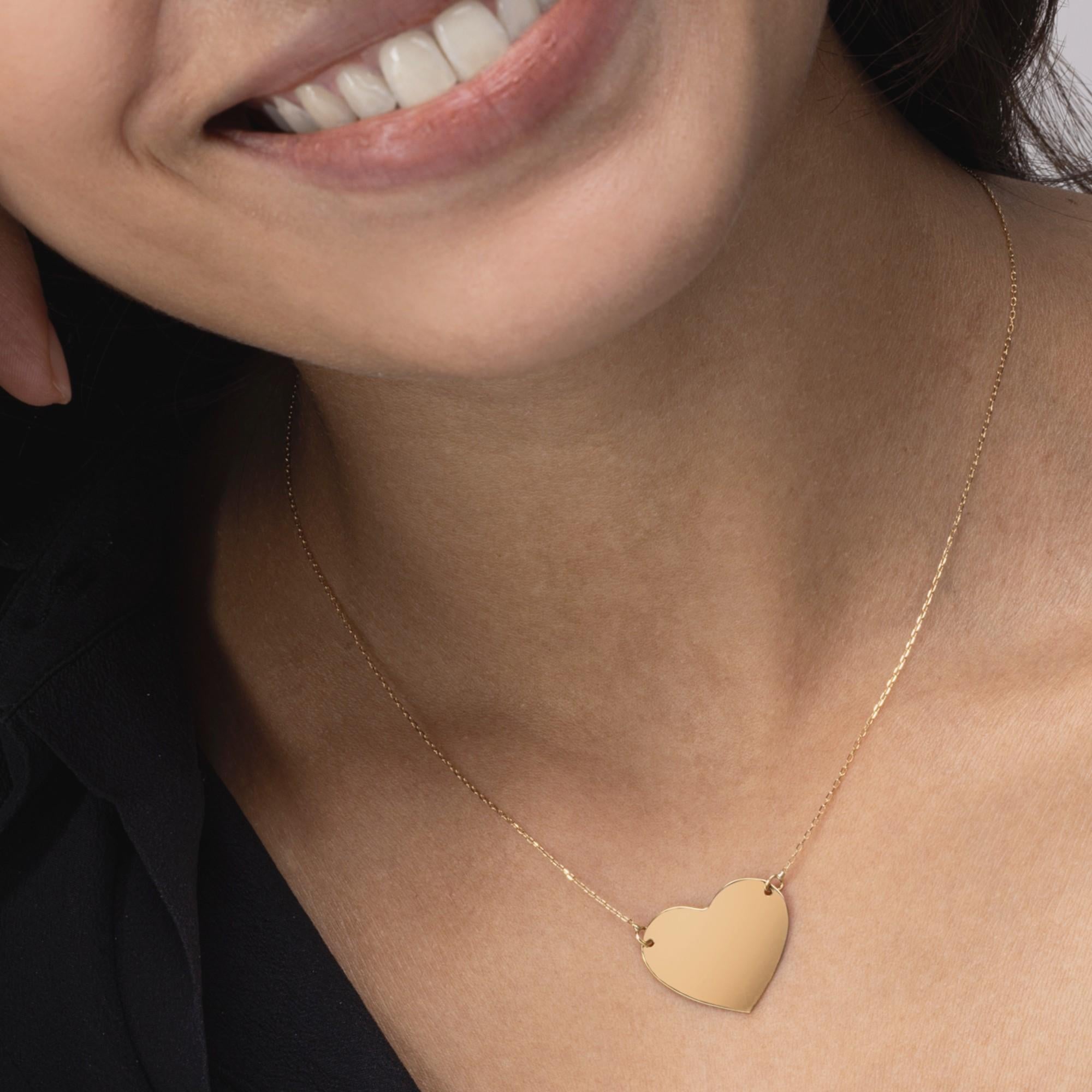 Alex Jona 18 Karat Yellow Gold Heart Slab Necklace In New Condition For Sale In Torino, IT