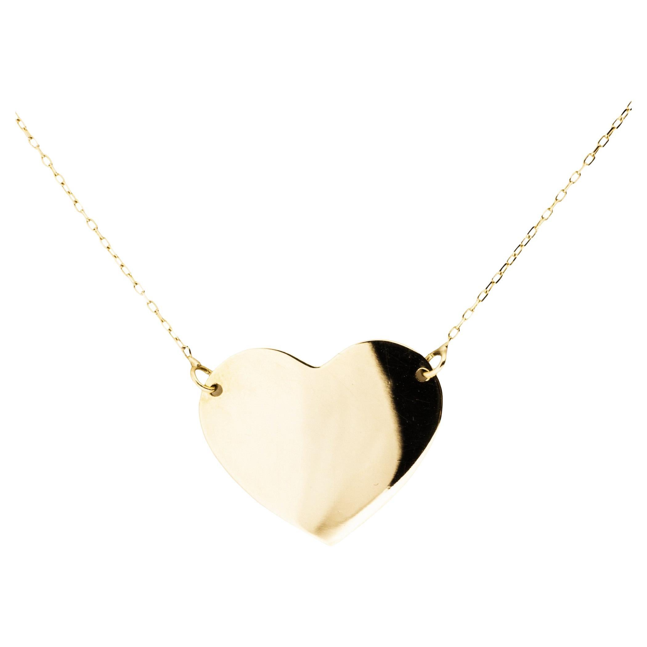 Alex Jona 18 Karat Yellow Gold Heart Slab Necklace For Sale