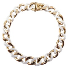 Alex Jona 18 Karat Yellow Gold & High-Tech White Ceramic Curb-Link Bracelet