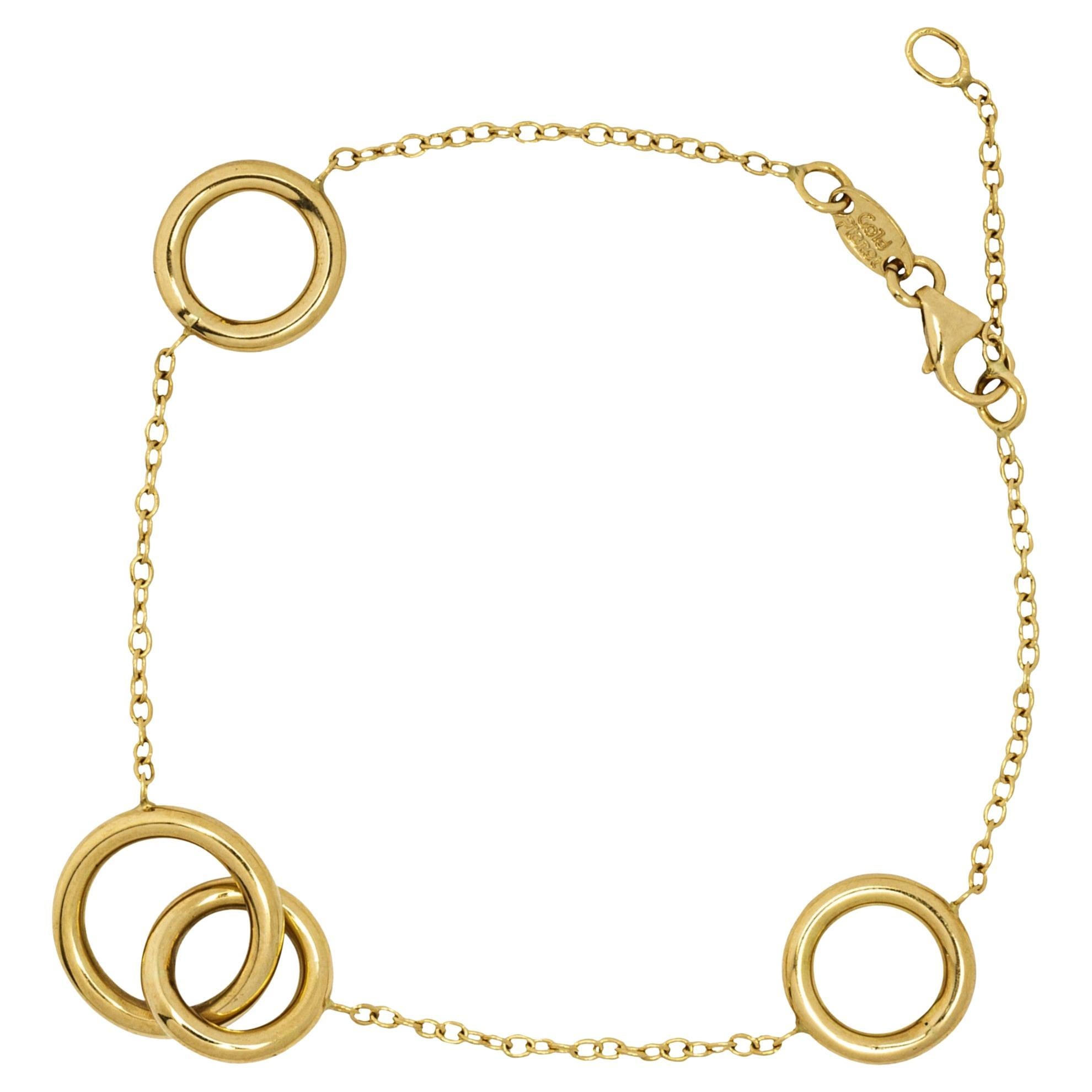 Alex Jona 18 Karat Yellow Gold Hoop Chain Bracelet For Sale