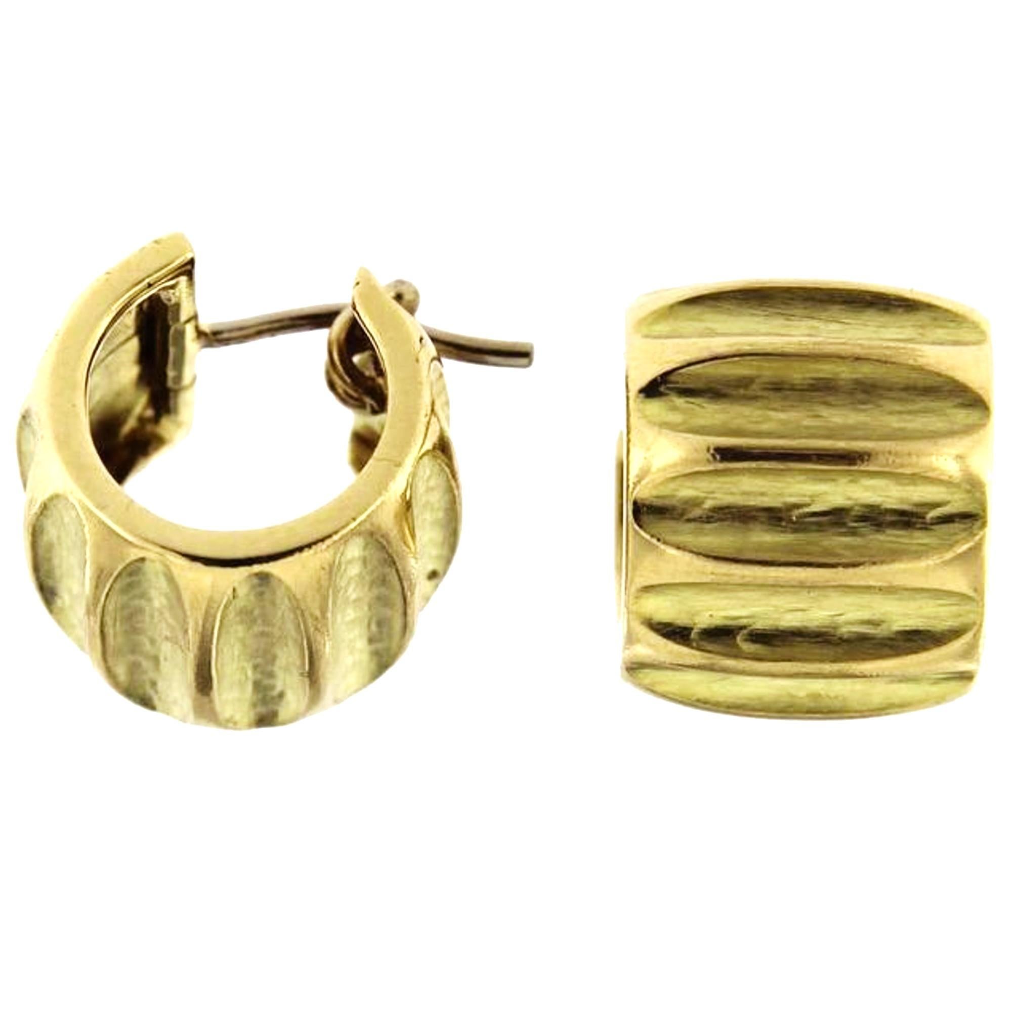 Alex Jona 18 Karat Yellow Gold Hoop Earrings In New Condition For Sale In Torino, IT