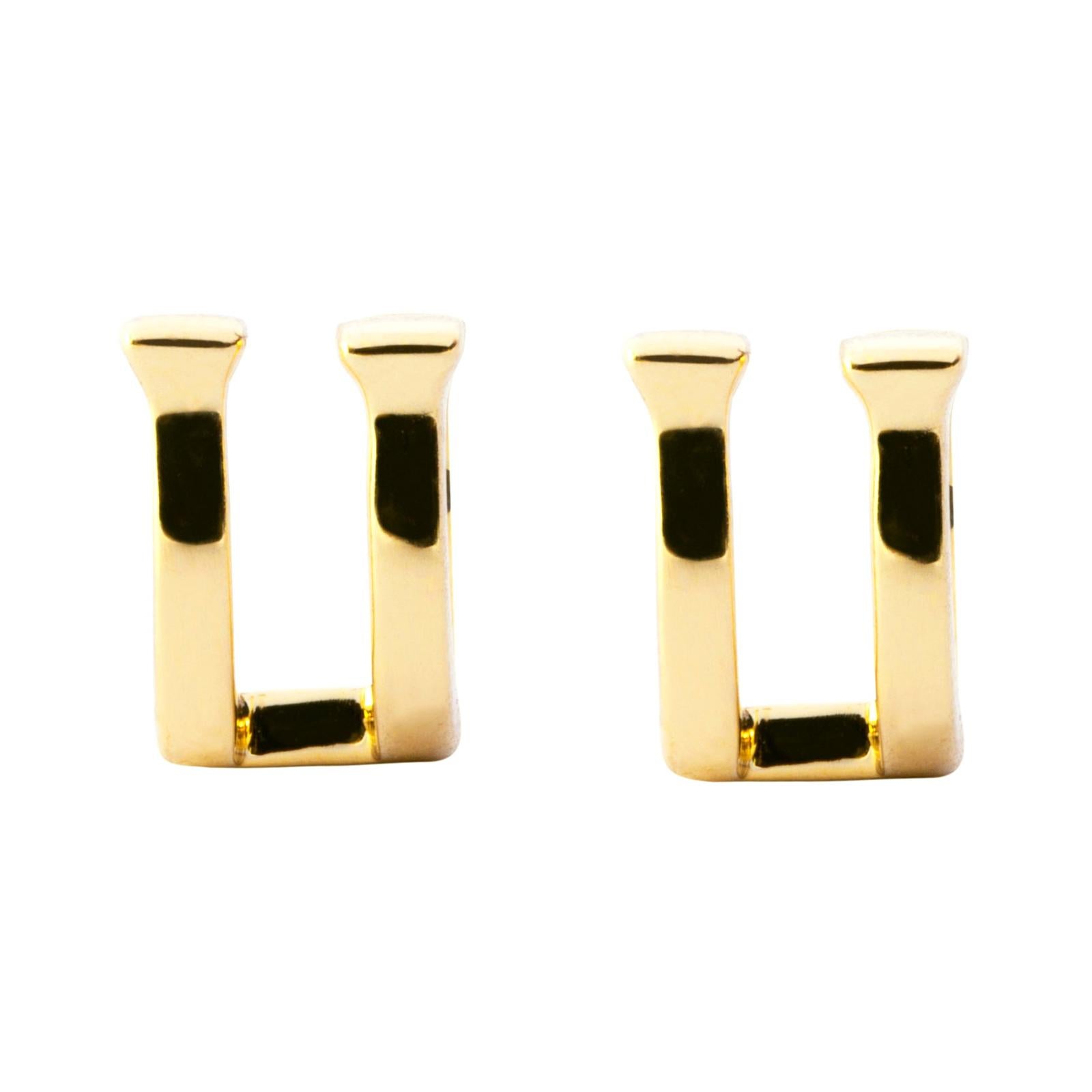 Alex Jona 18 Karat Yellow Gold Horseshoe Nail Stud Earrings For Sale