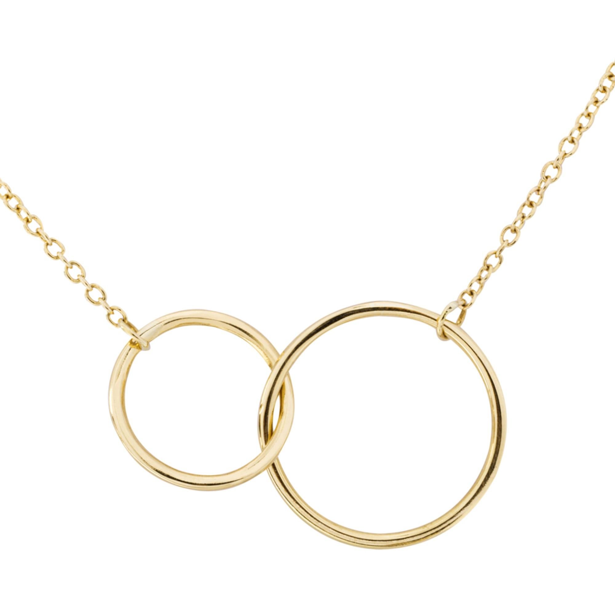 Alex Jona 18 Karat Yellow Gold Interlocking Hoop Chain Necklace For Sale 1