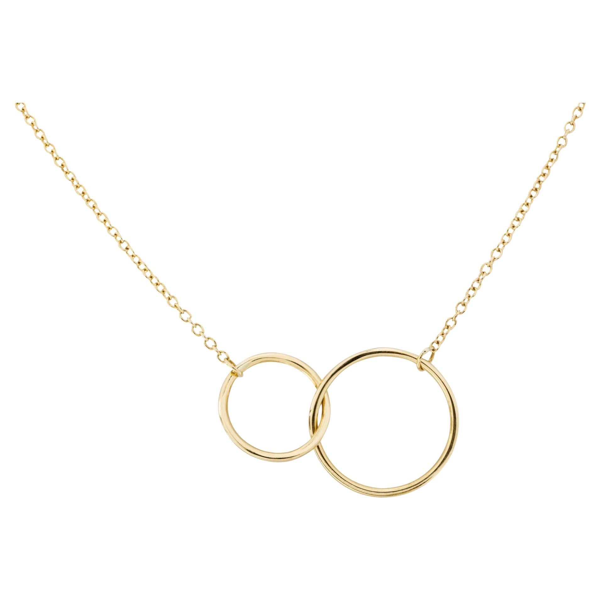 Alex Jona 18 Karat Yellow Gold Interlocking Hoop Chain Necklace For Sale