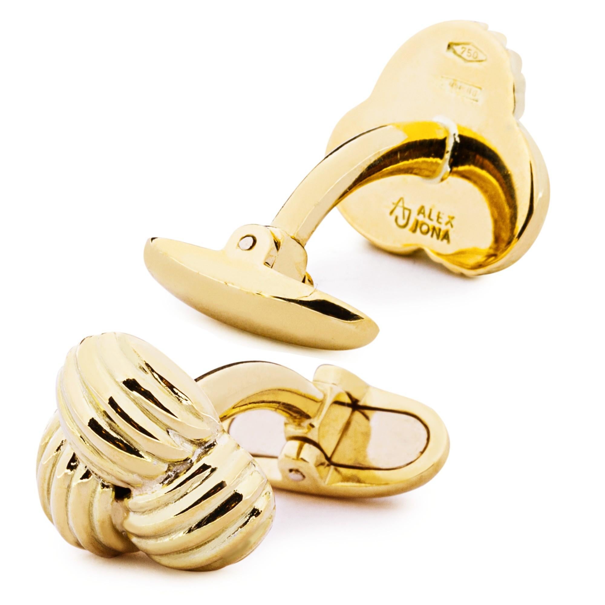 Alex Jona 18 Karat Yellow Gold Knot Cufflinks In New Condition For Sale In Torino, IT