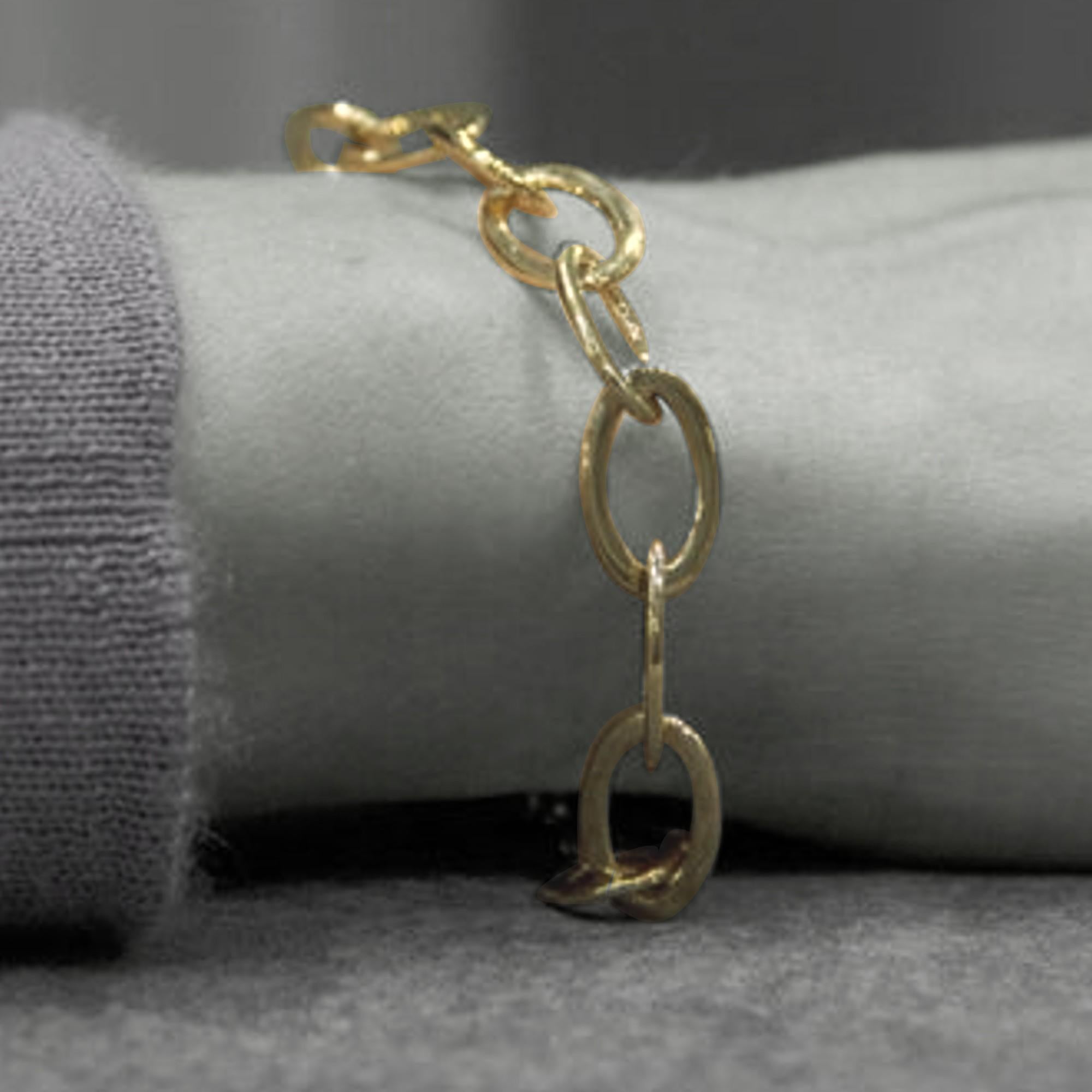 Women's or Men's Alex Jona 18 Karat Yellow Gold Link Chain Bracelet For Sale