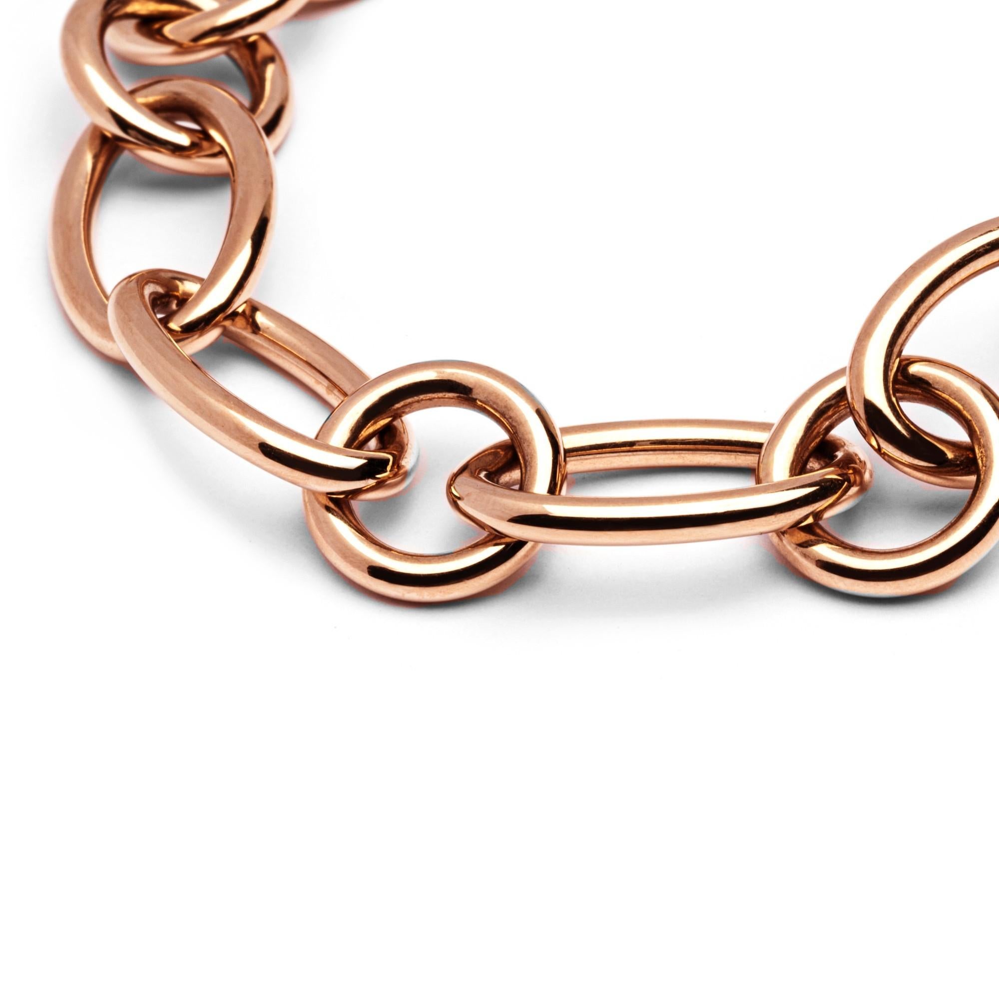 Women's or Men's Alex Jona 18 Karat Rose Gold Link Chain Bracelet For Sale
