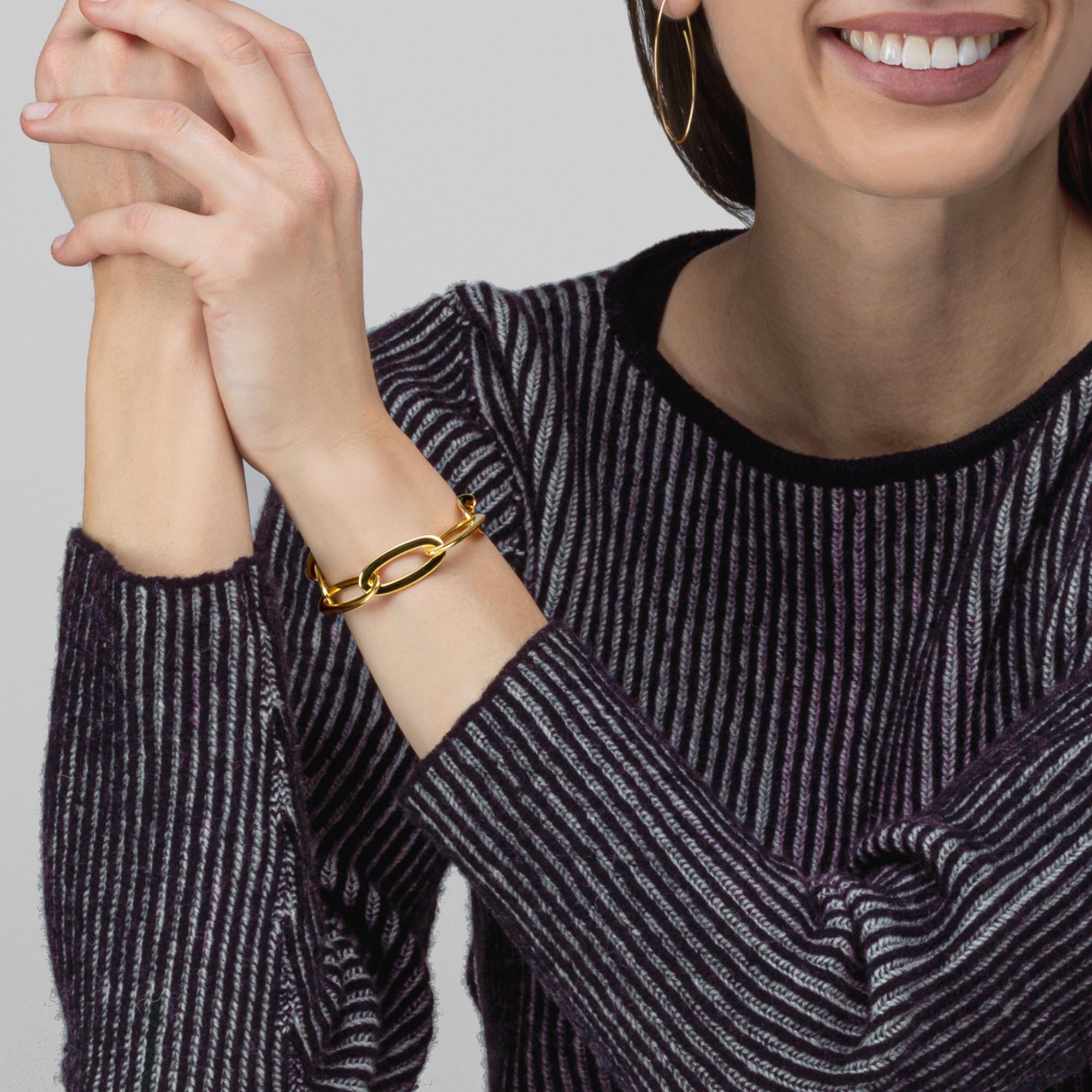 Alex Jona 18 Karat Gelbgold Gliederkette Armband für Damen oder Herren im Angebot