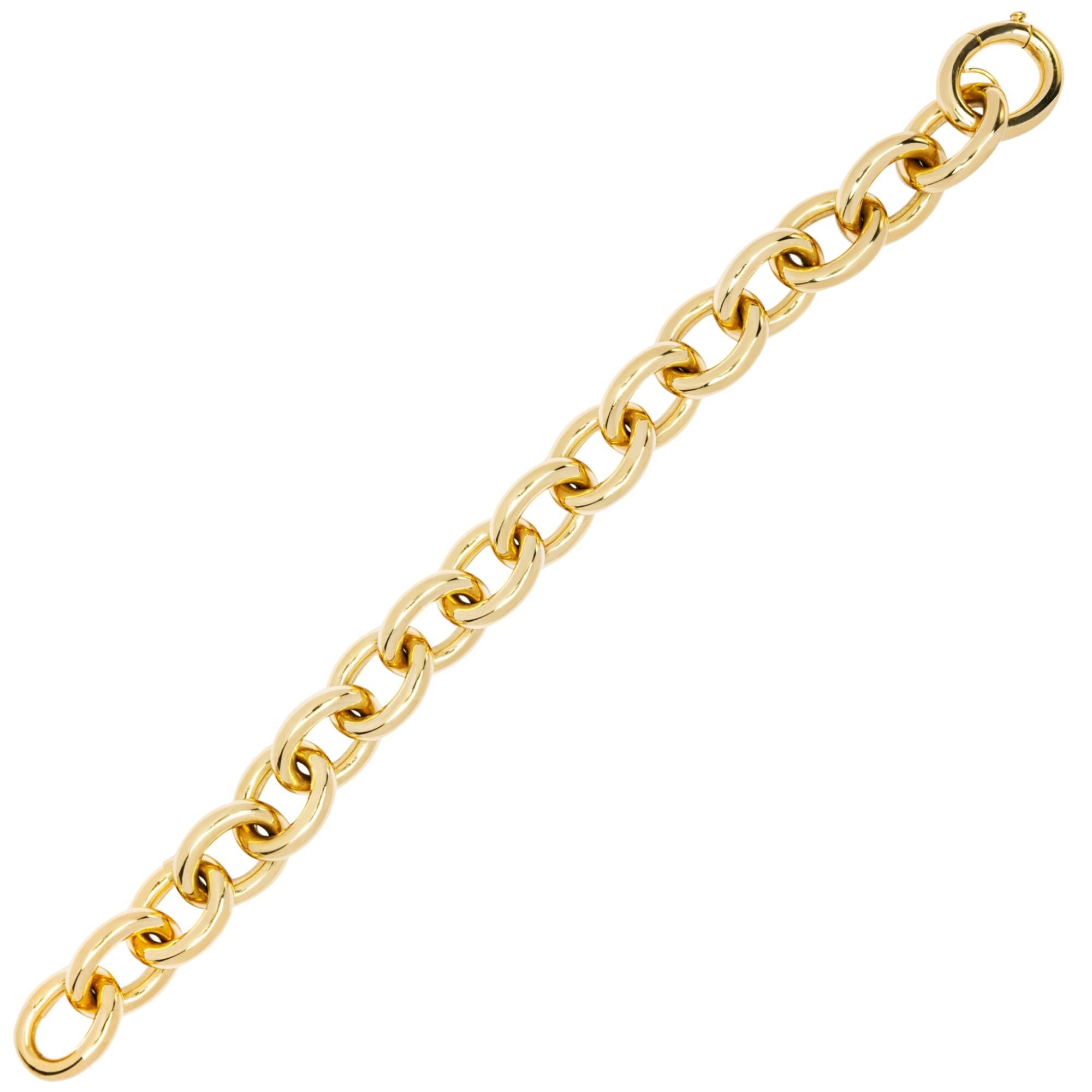 Women's or Men's Alex Jona 18 Karat Yellow Gold Link Chain Bracelet For Sale