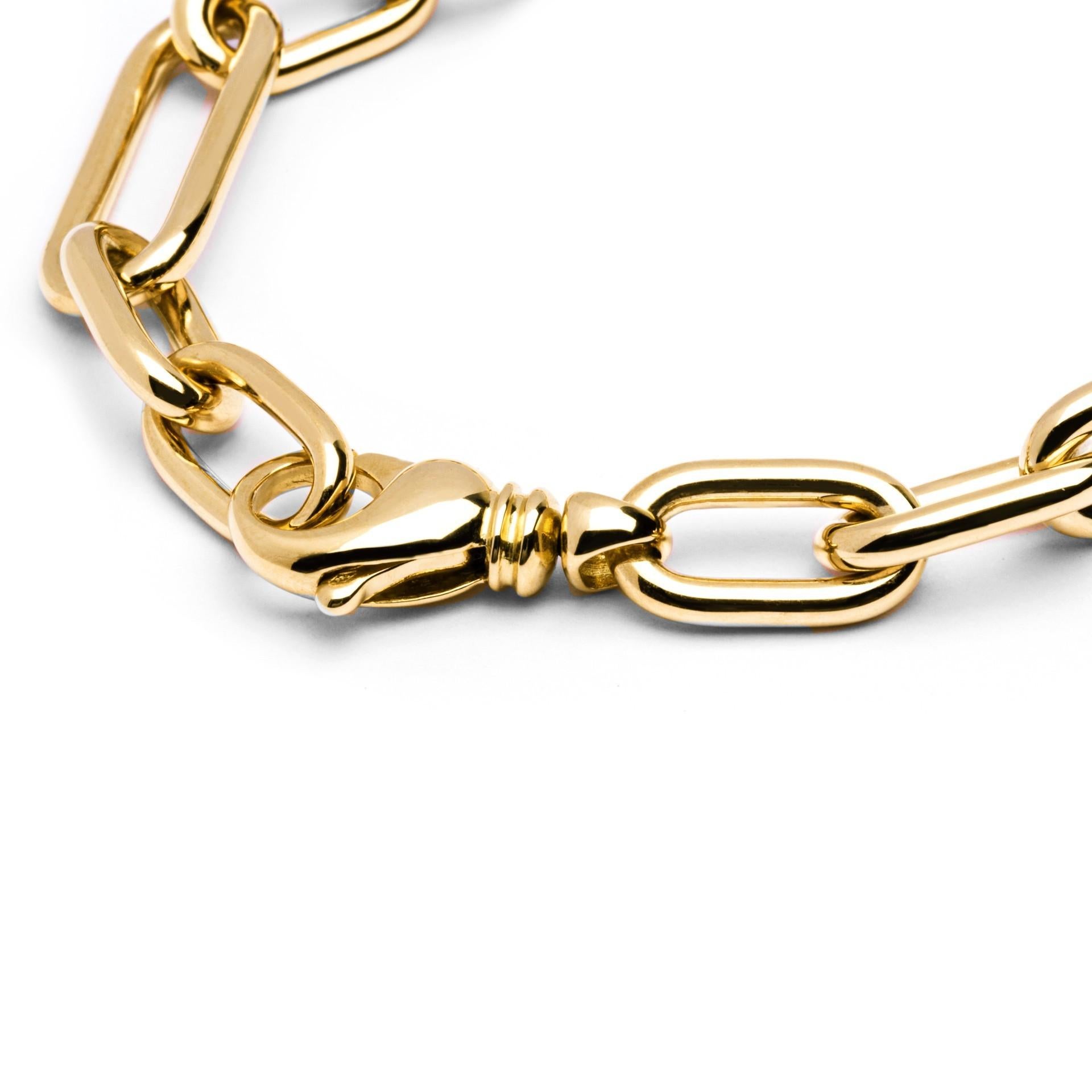 Women's or Men's Alex Jona 18 Karat Yellow Gold Link Chain Bracelet For Sale